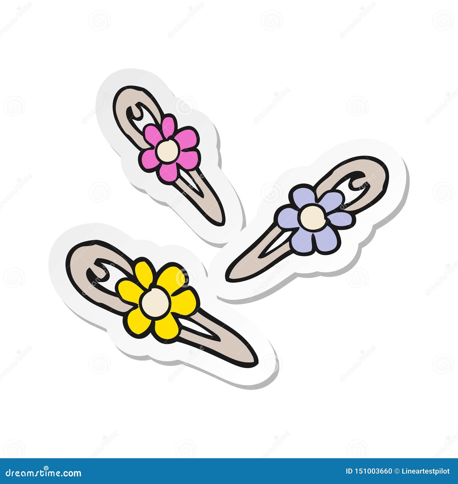 A Creative Sticker of a Cartoon Hair Clips Stock Vector Illustration