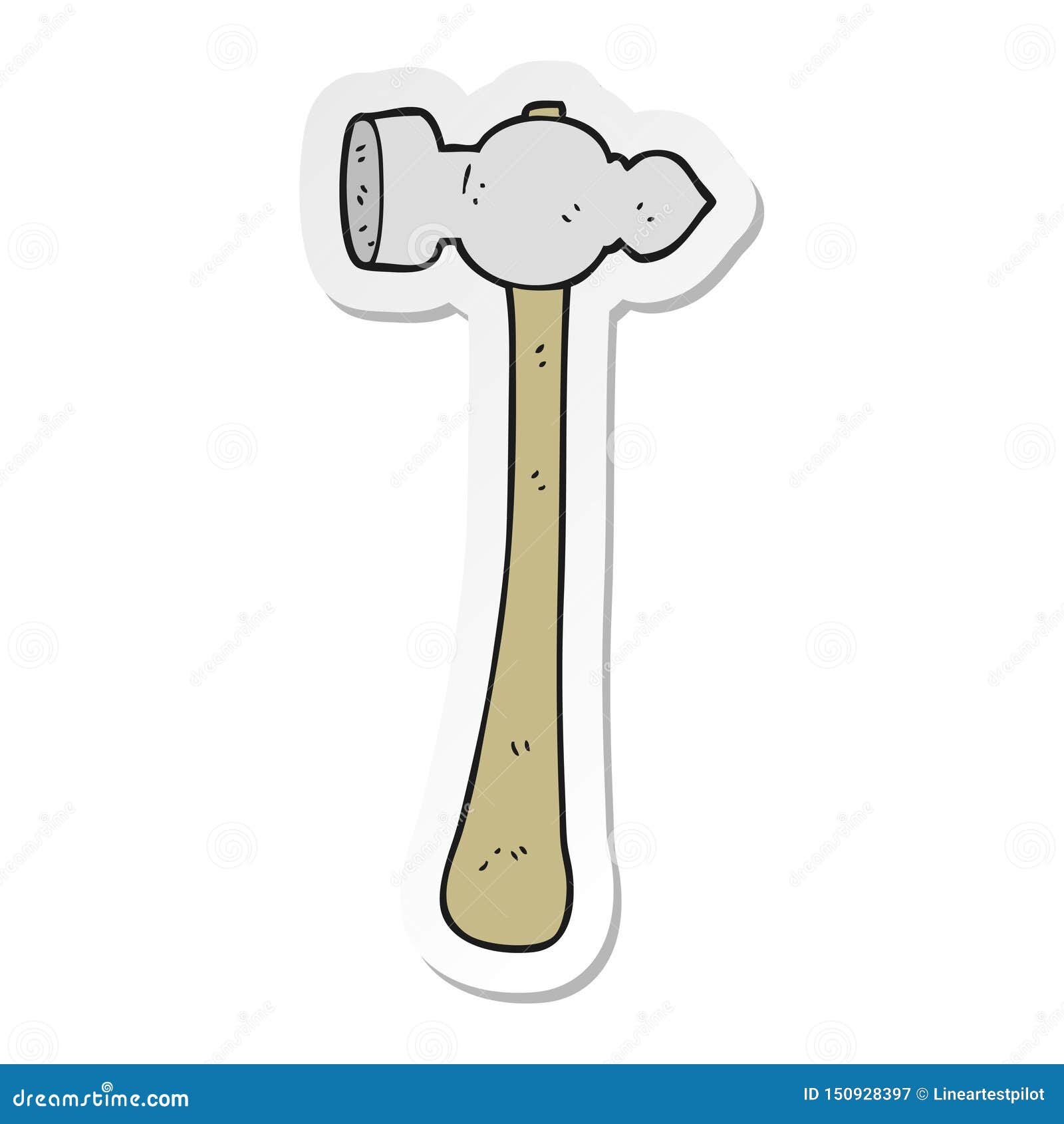 A Creative Sticker of a Cartoon Hammer Stock Vector Illustration of