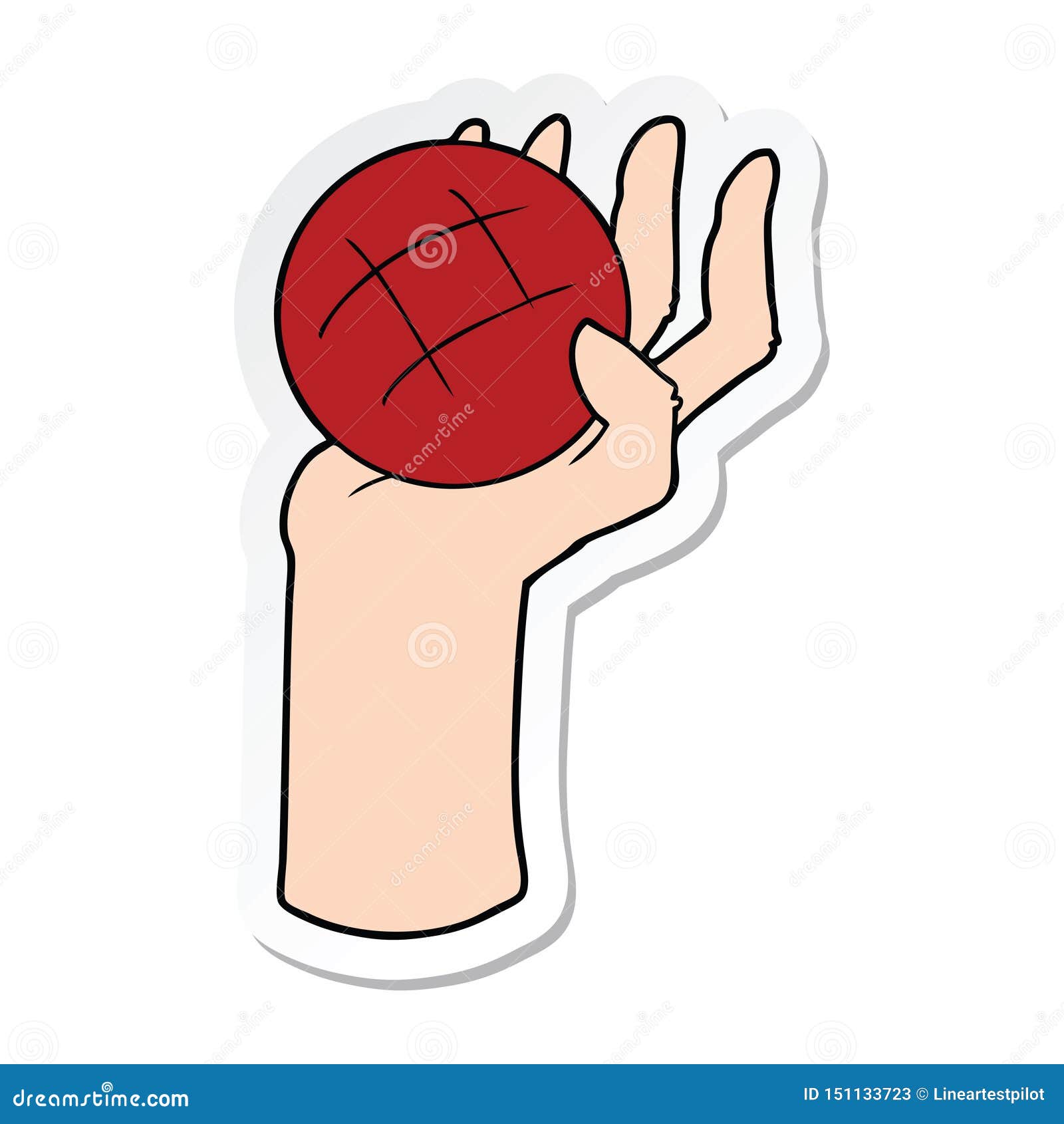 A Creative Sticker of a Cartoon Hand Throwing Ball Stock Vector