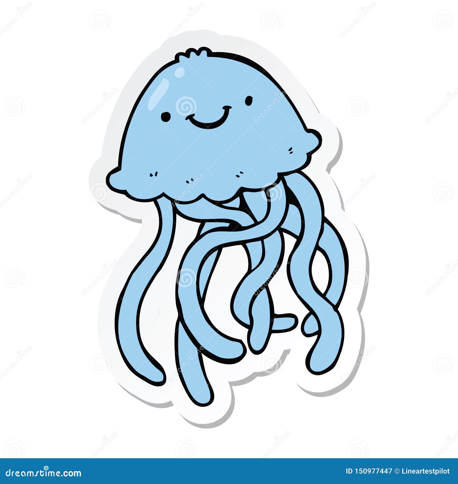 A Creative Sticker of a Cartoon Happy Jellyfish Stock Vector