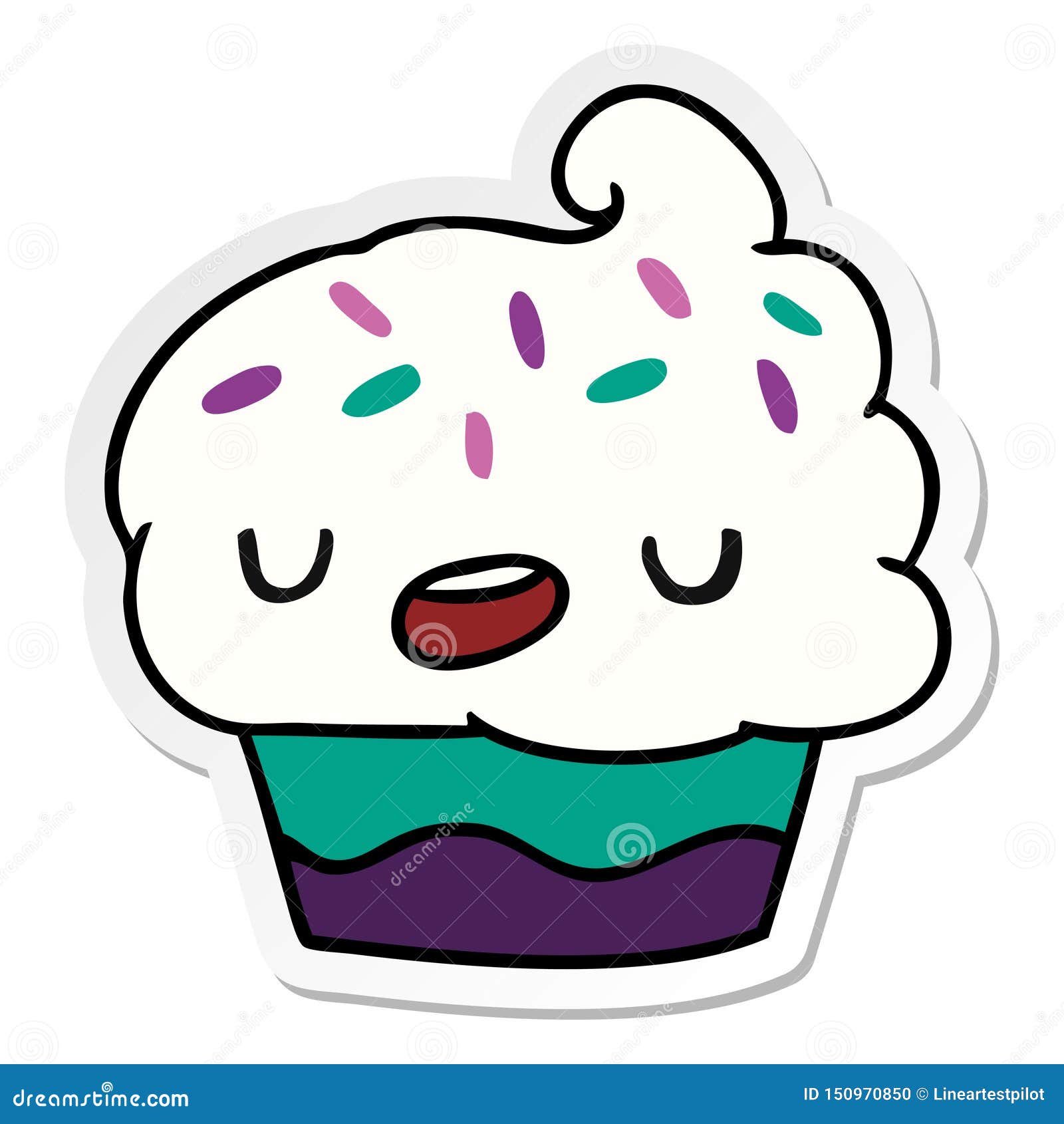 Sticker Cupcake Cartoon Cute Vector | CartoonDealer.com #55755215