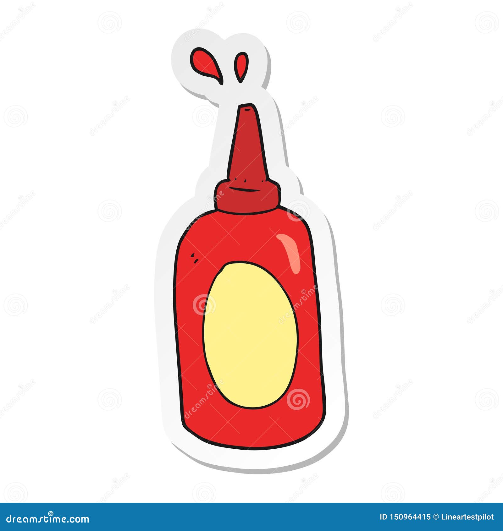 A Creative Sticker of a Cartoon Ketchup Bottle Stock Vector