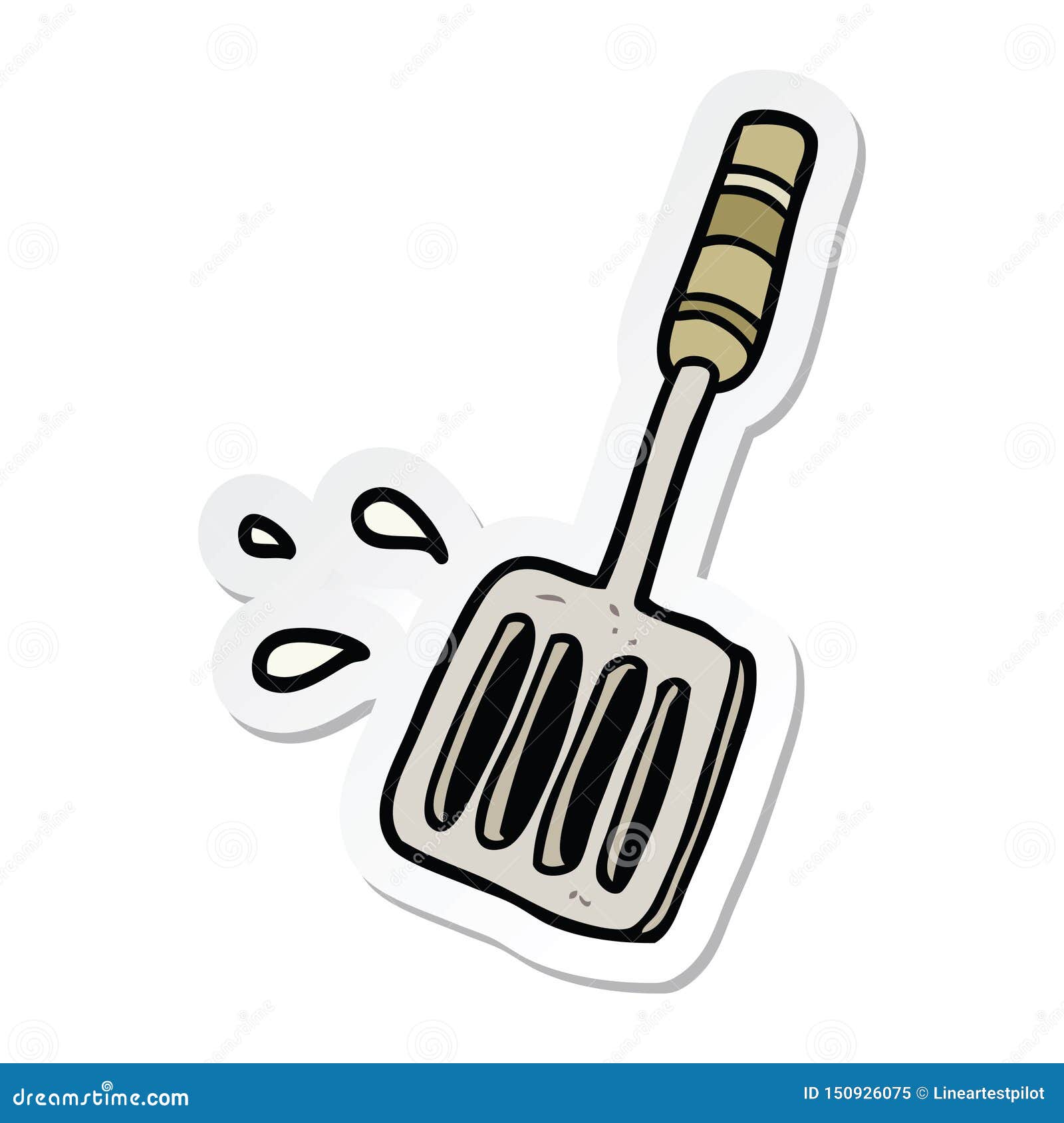 A Creative Sticker of a Cartoon Kitchen Spatula Stock Vector