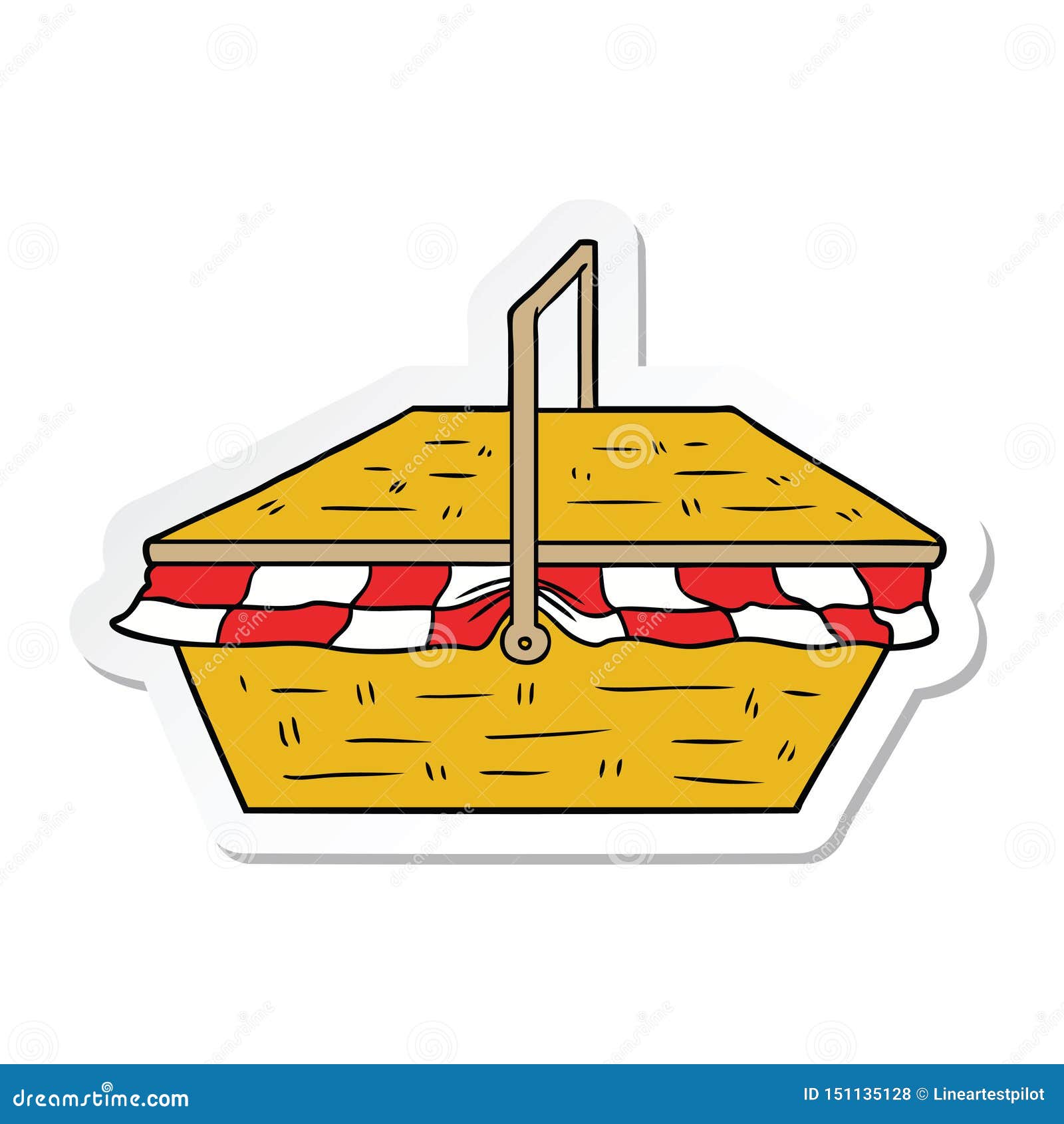 A Creative Sticker of a Cartoon Picnic Basket Stock Vector