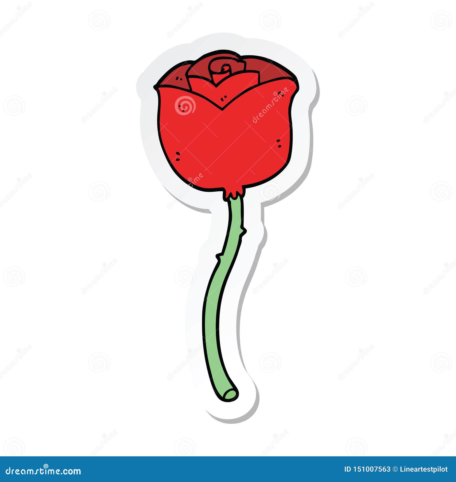 A Creative Sticker of a Cartoon Rose Stock Vector Illustration of