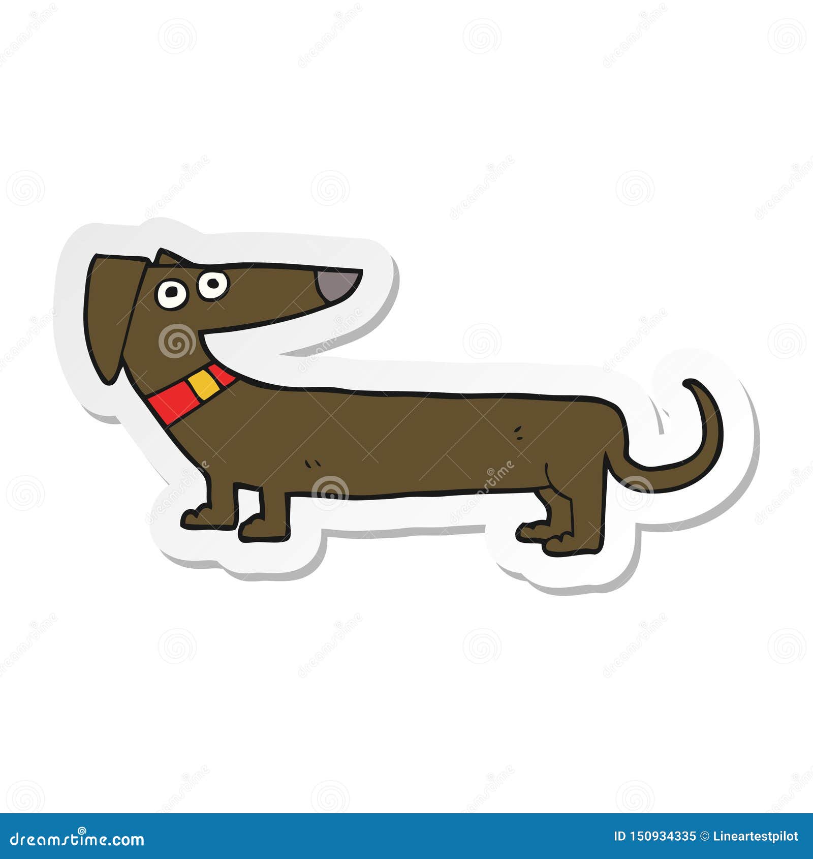 A Creative Sticker of a Cartoon Sausage Dog Stock Vector Illustration