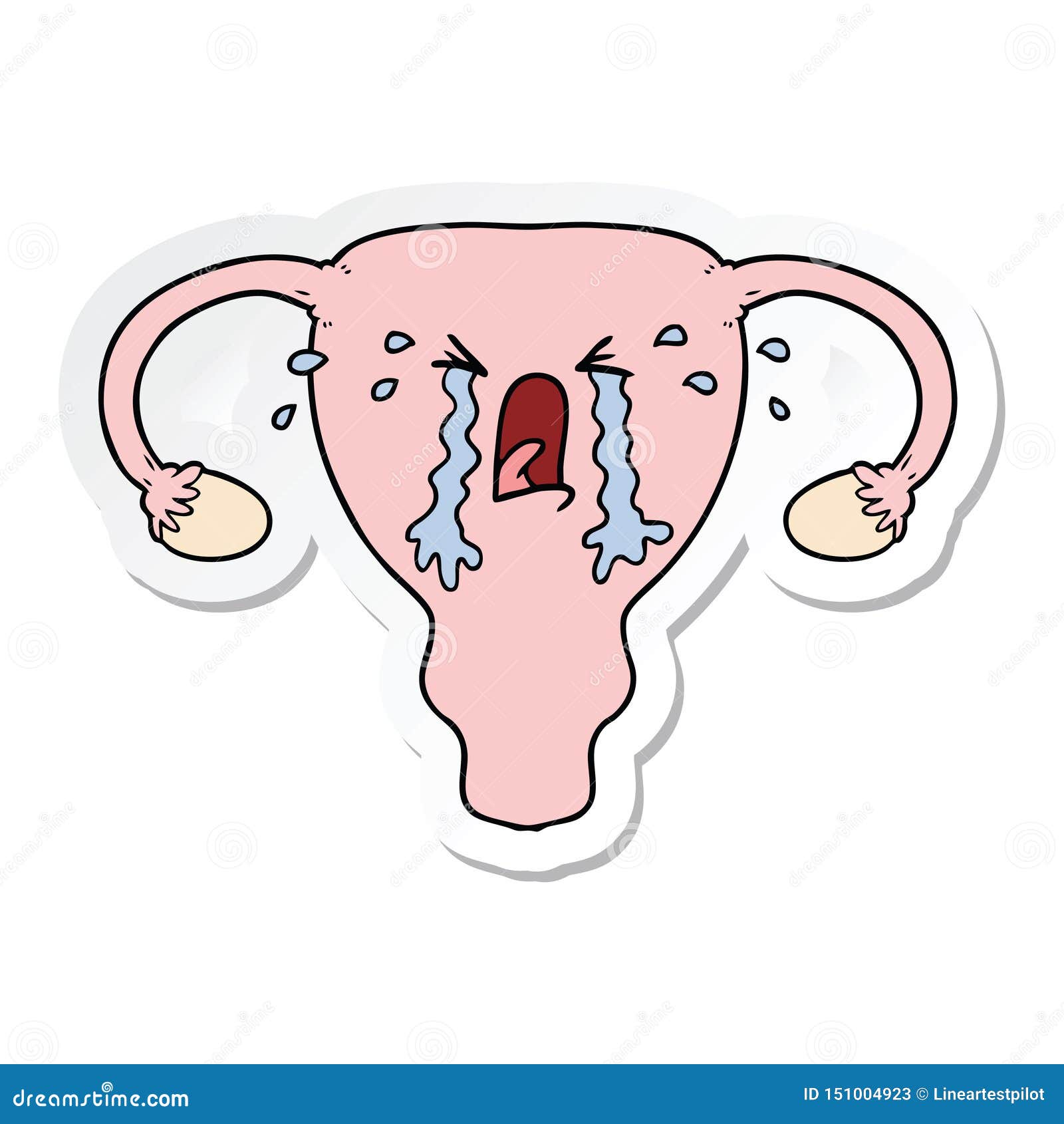 A Creative Sticker of a Cartoon Uterus Crying Stock Vector ...