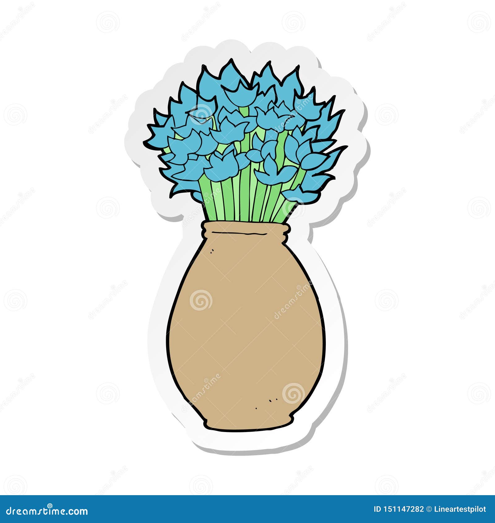 A Creative Sticker of a Cartoon Vase of Flowers Stock Vector