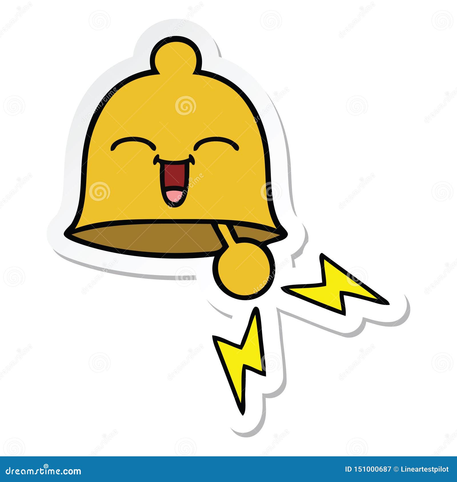 A Creative Sticker of a Cute Cartoon Ringing Bell Stock Vector -  Illustration of clipart, retro: 151000687