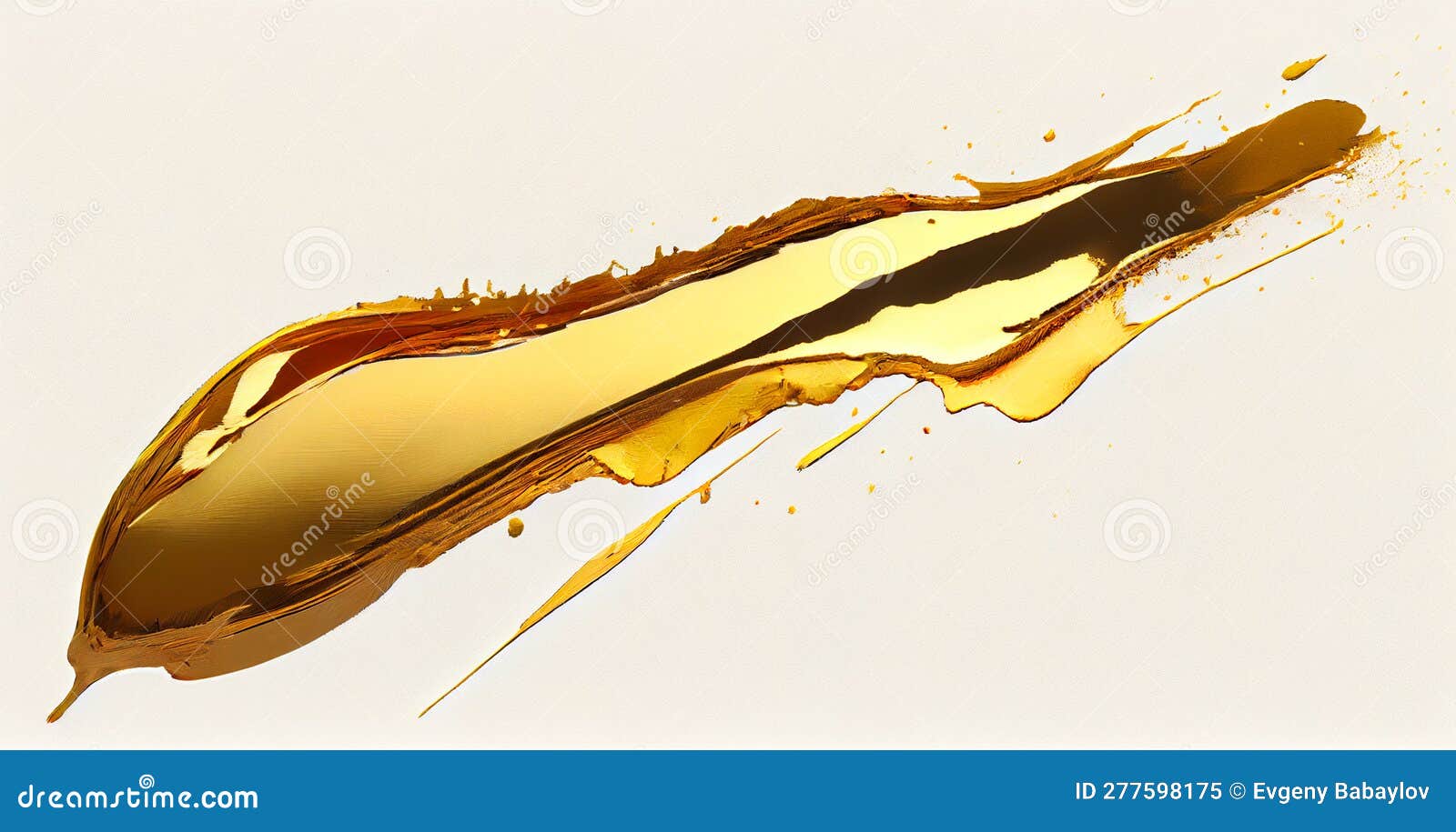 Creative Strokes of Gold Paint on a White Background. Texture of Golden