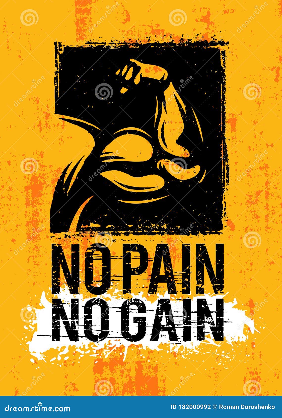 No Pain No Gain. Inspiring Sport Workout Typography Quote Banner on  Textured Background. Gym Motivation Print Stock Vector - Illustration of  inspirational, grunge: 182000992