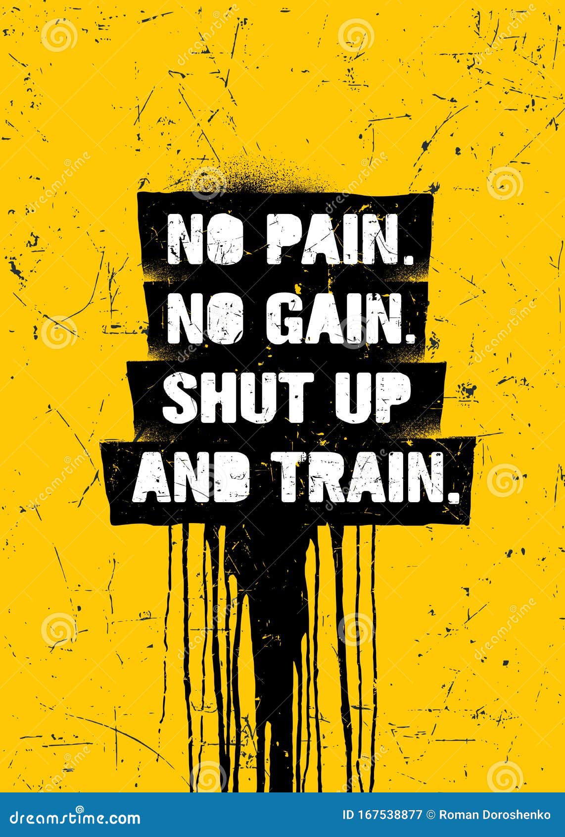 No Pain No  Up and Train. Strong Inspiring Gym Workout Typography  Motivation Quote Poster Concept Stock Vector - Illustration of rough, idea:  167538877