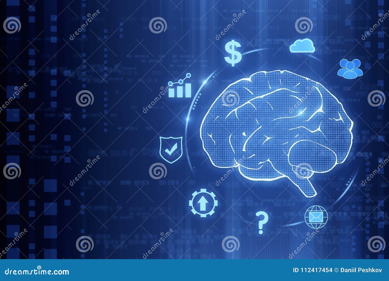 Creative Tech Brain Wallpaper Stock Illustration ...