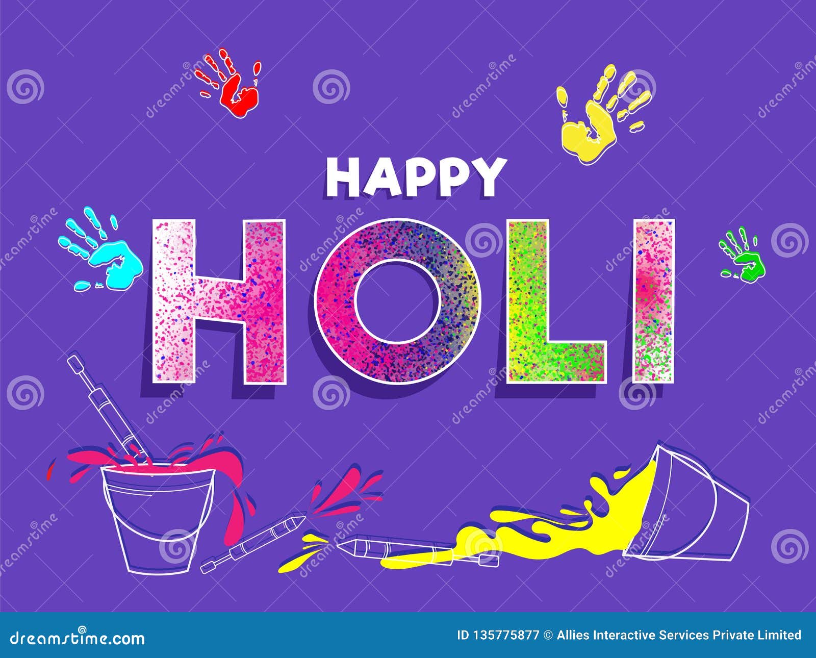 creative text holi with line art  of festival s.