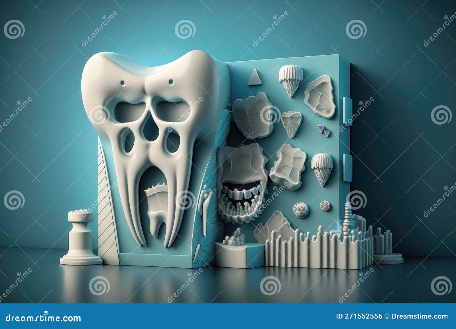 Creative Tooth Illustration, Different Tools for Dental Care. Dental