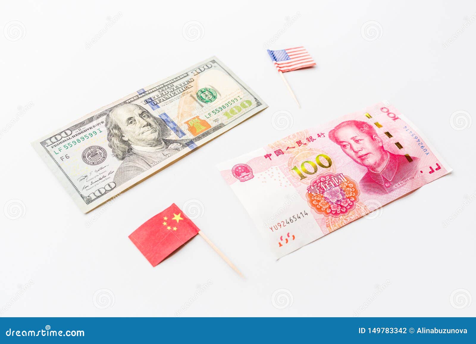 Creative Top View Flat Lay Of China And USA Flag, Mockup ...