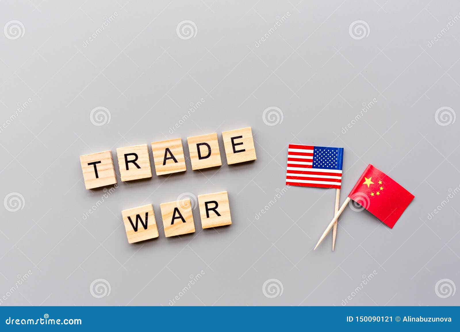 Creative Top View Flat Lay Of China And USA Flags, Mockup ...