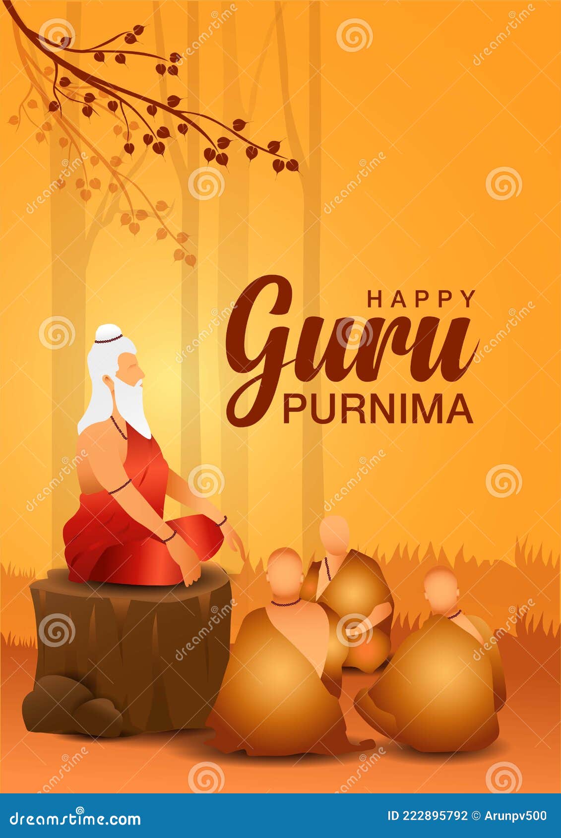 Creative Vector Illustration for the Day of Honoring Celebration Guru  Purnima Stock Vector - Illustration of buddha, drawing: 222895792