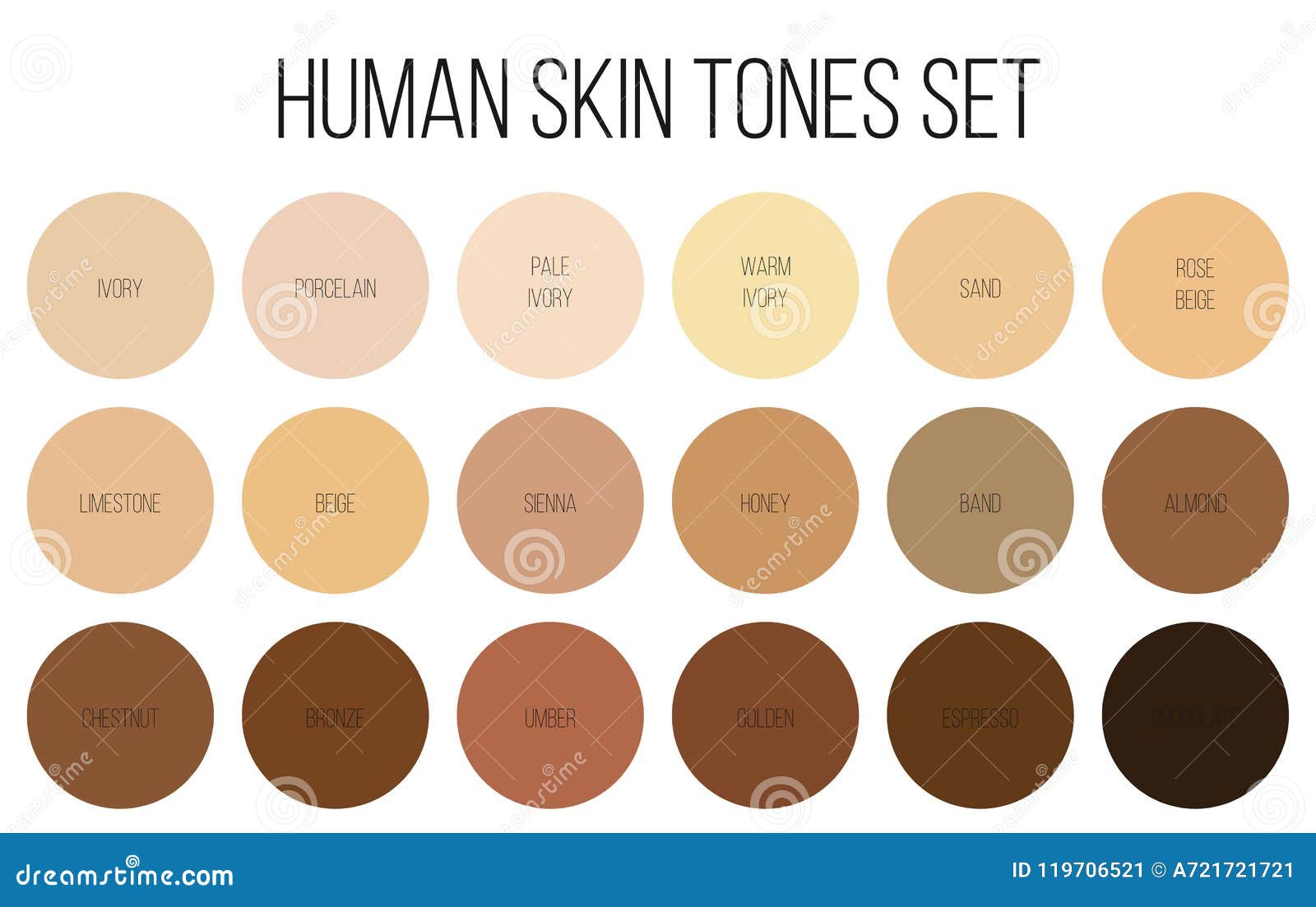 creative   of human skin tone color palette set  on transparent background. art 