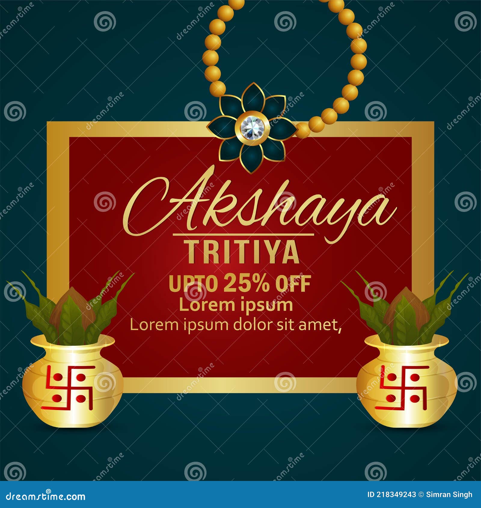 creative   of indian festival akshaya tritiya invitation sale promotion card