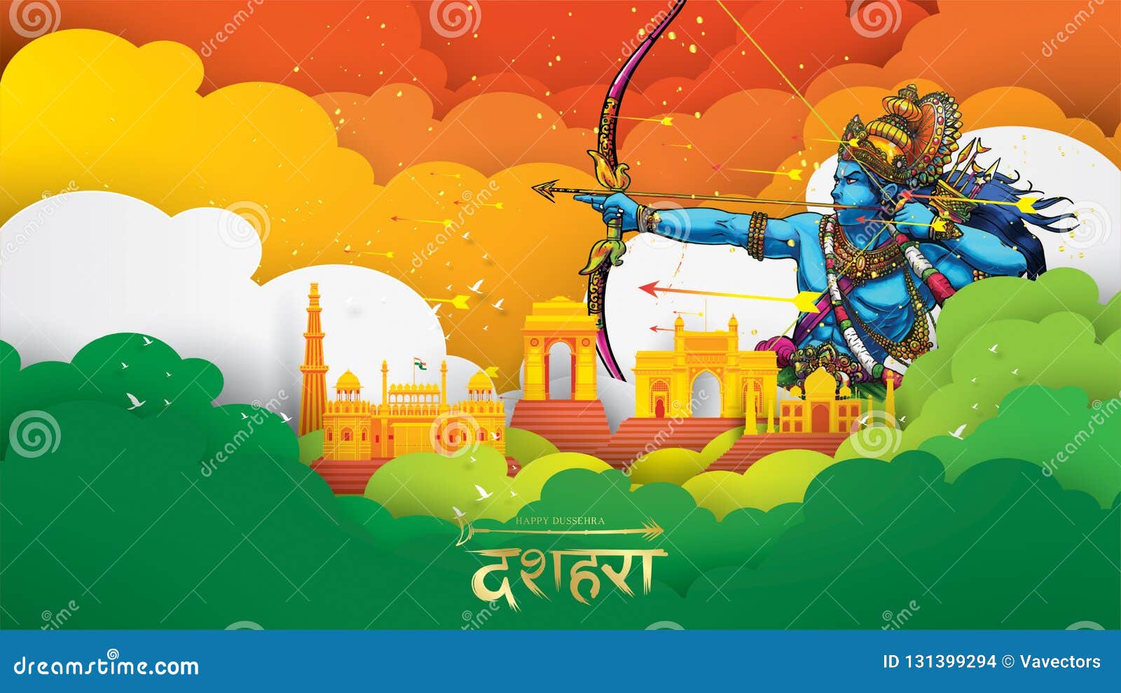 Creative Vector Illustration of Lord Rama Killing Ravana in Happy ...