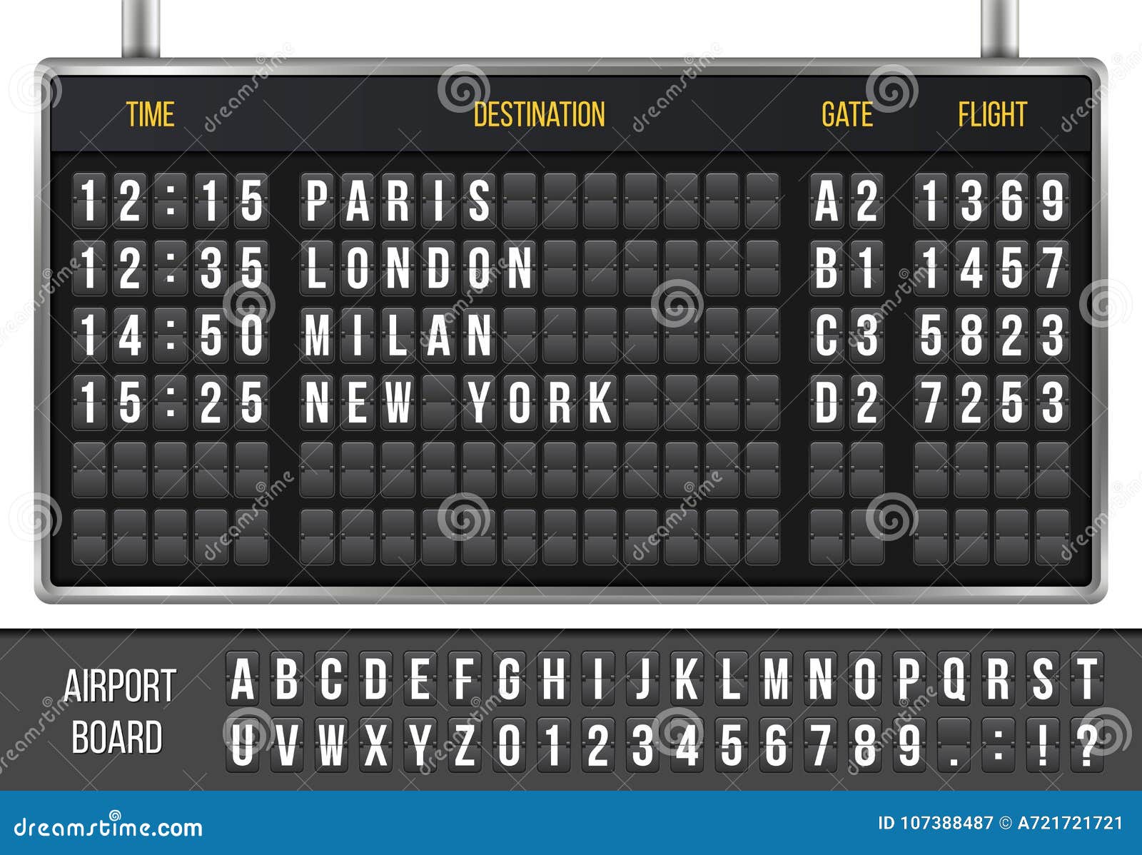 Creative Vector Illustration Of Realistic Flip Scoreboard Arrival Airport Board With Alphabet Numbers Isolated On Transparent Ba Stock Illustration Illustration Of Information Travel 107388487