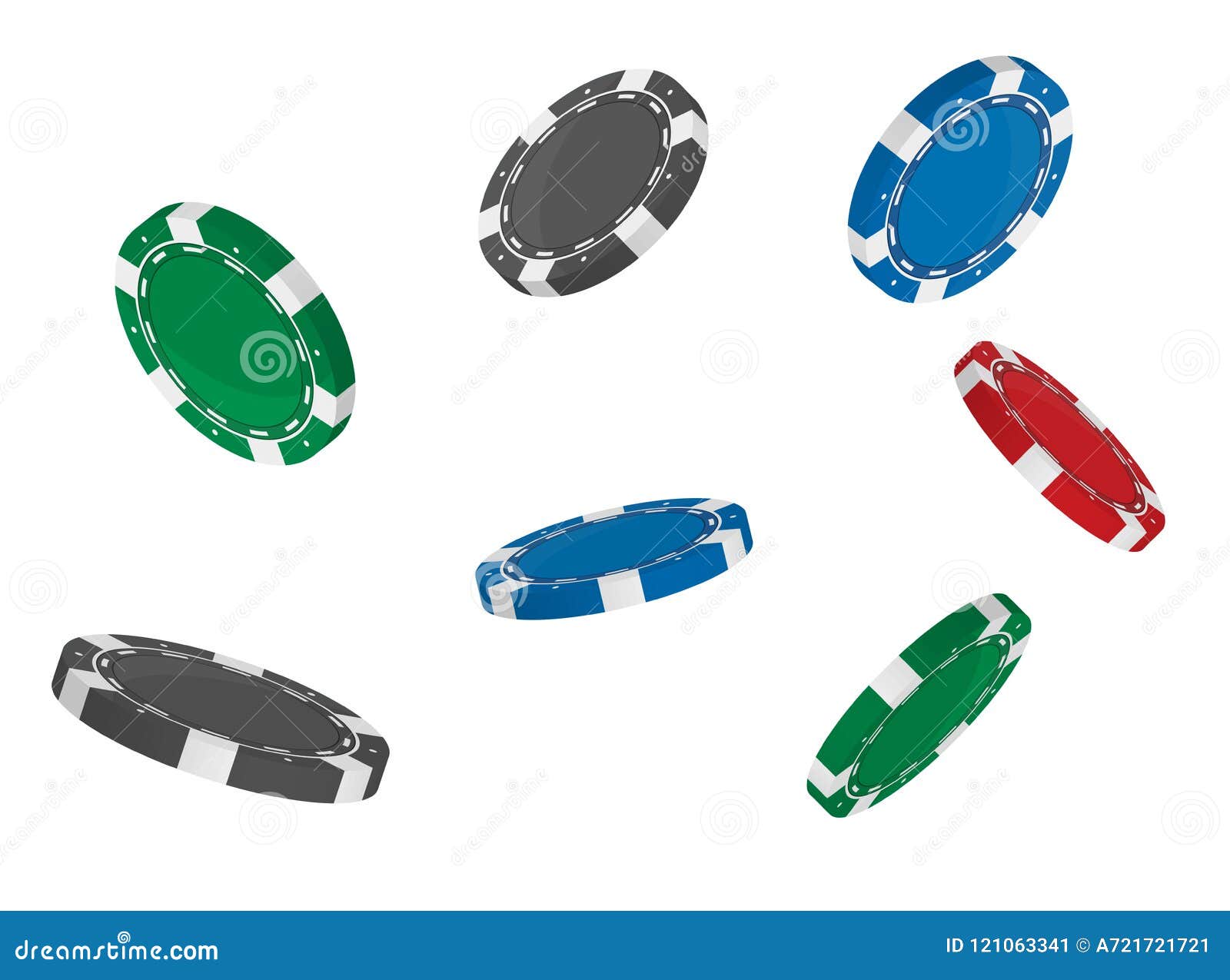 Creative Vector Illustration of Set Casino Poker Chips in Flip