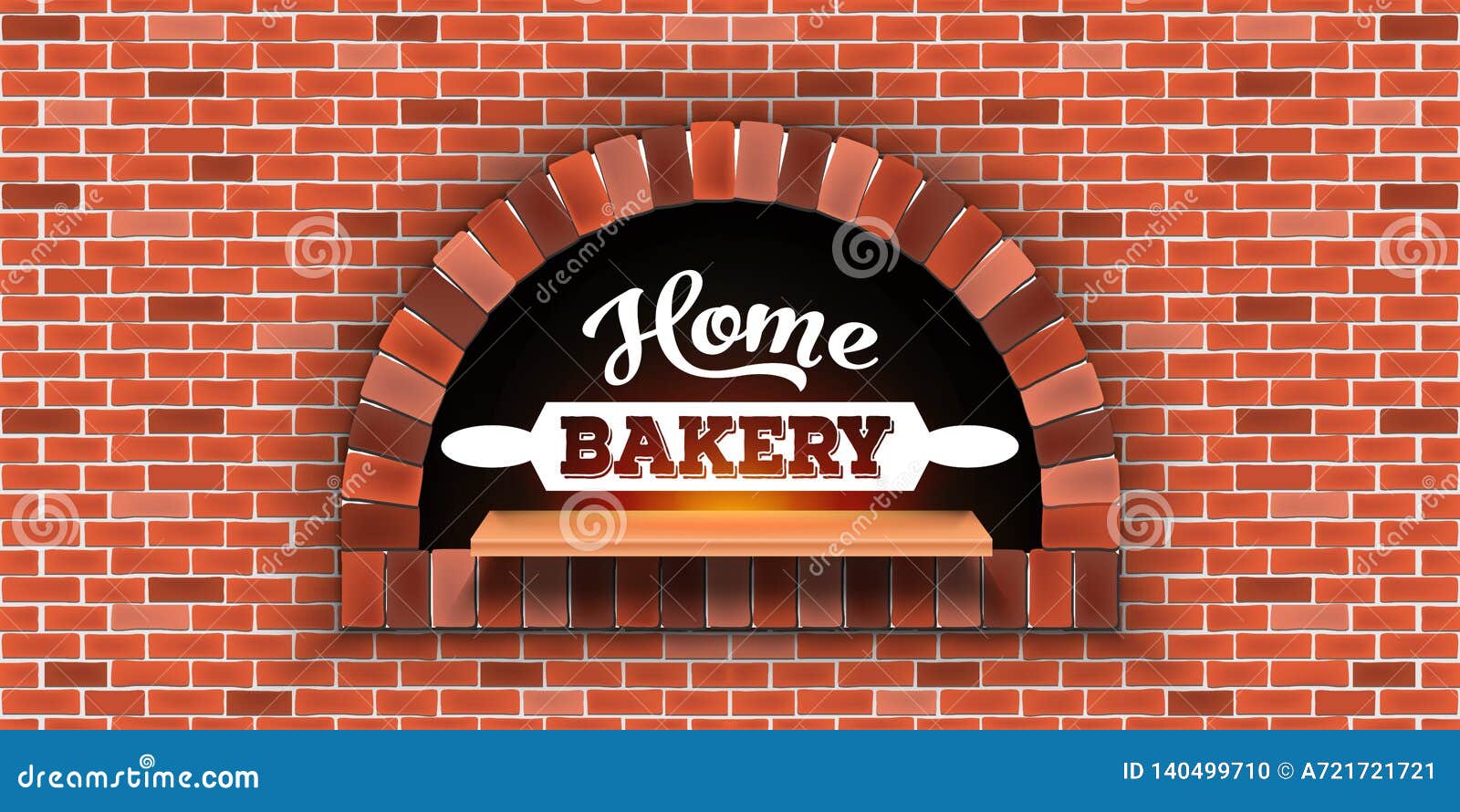 Creative Vector Illustration Of Stone Brick, Pizza Firewood Oven With ...