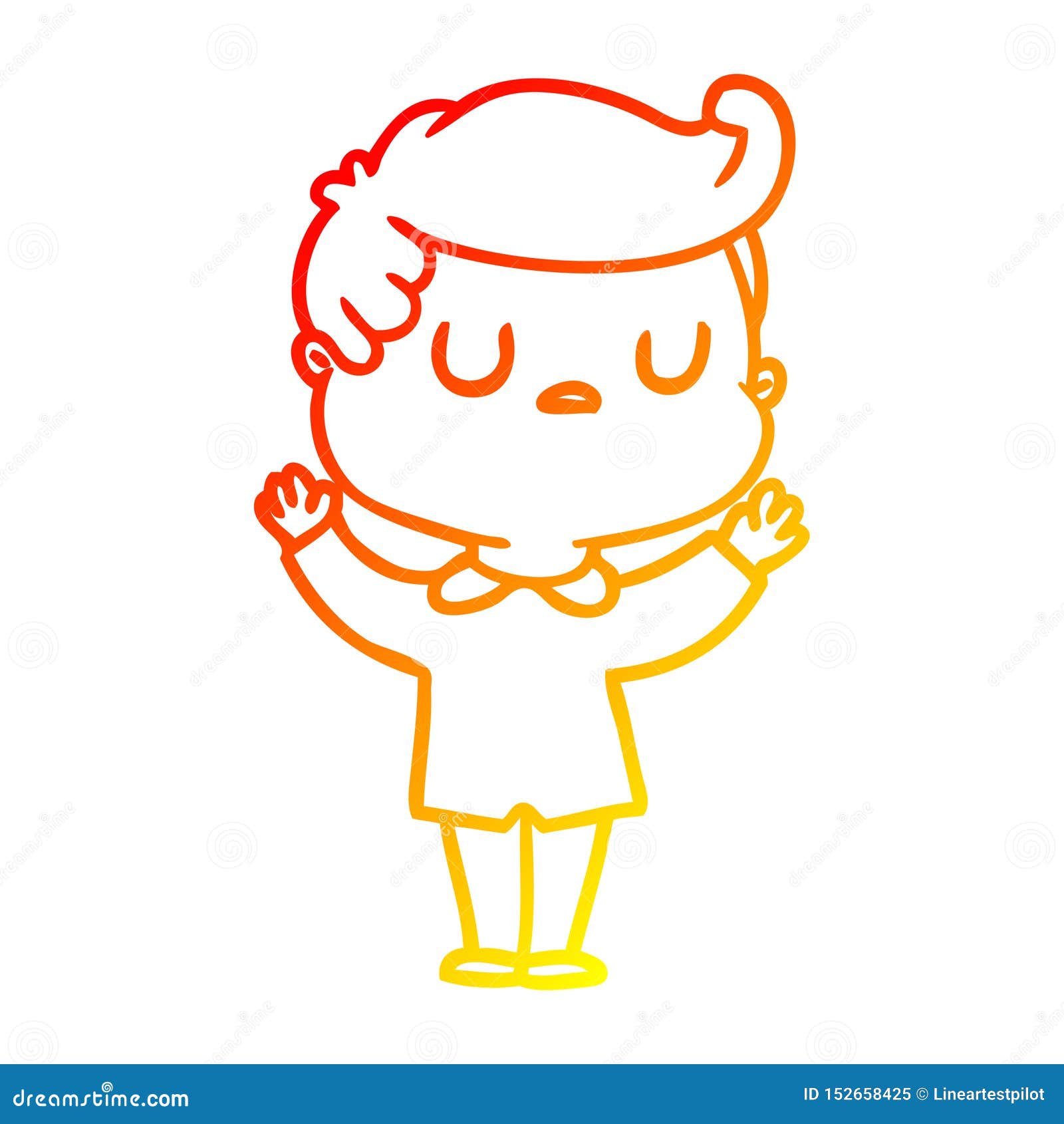 a creative warm gradient line drawing cartoon aloof man