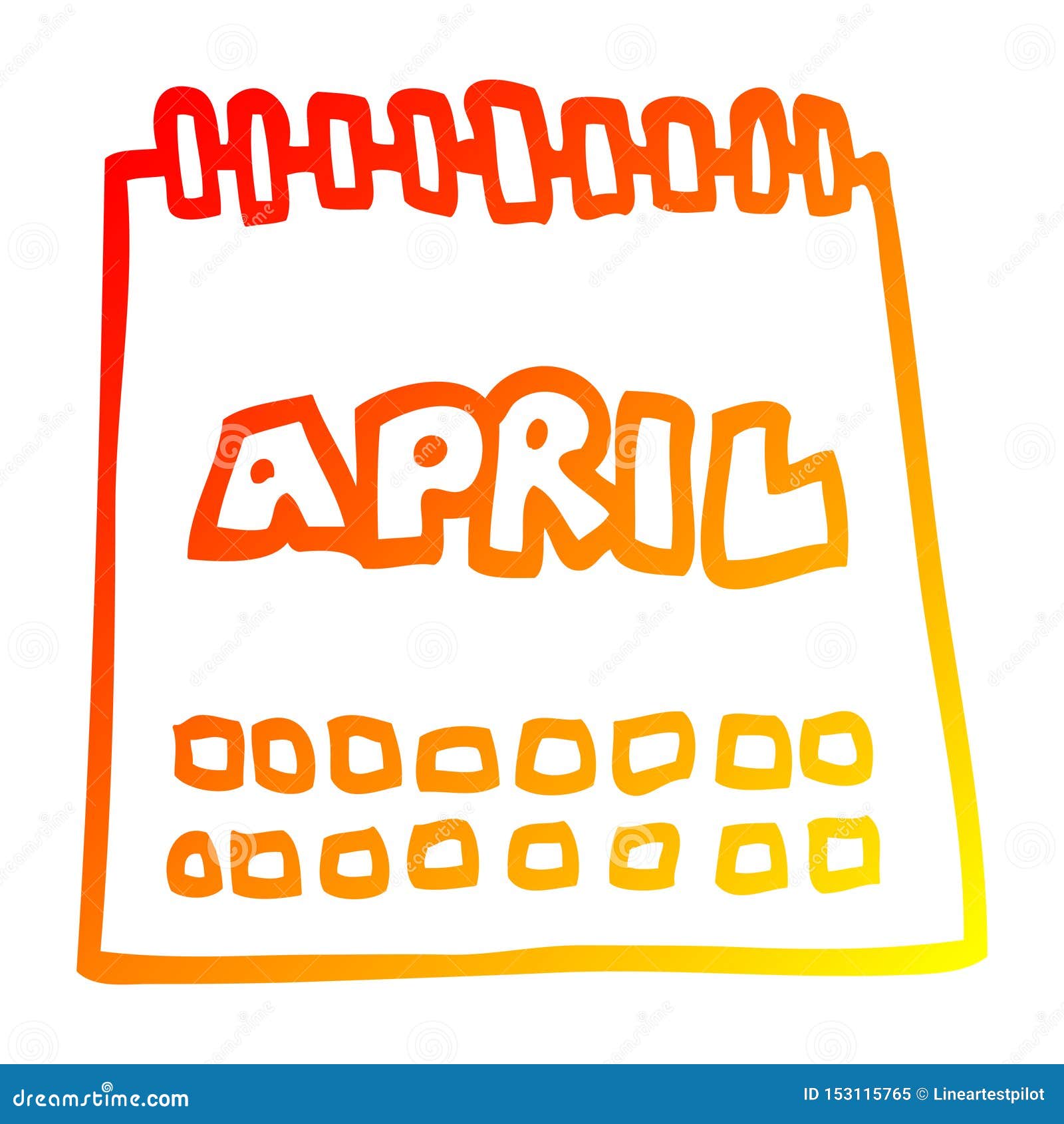 A Creative Warm Gradient Line Drawing Cartoon Calendar Showing Month of