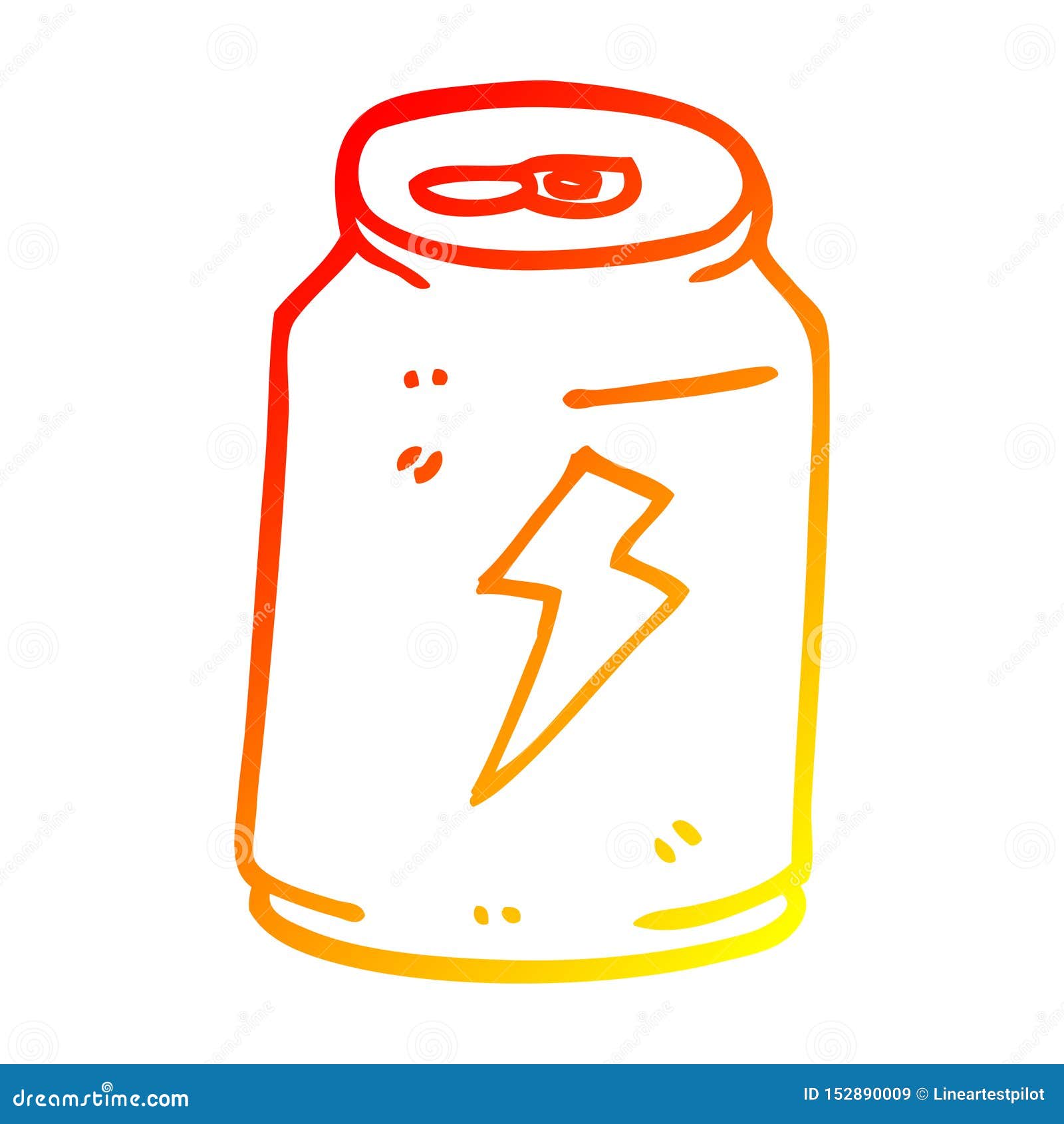 A Creative Warm Gradient Line Drawing Cartoon Can of Energy Drink Stock