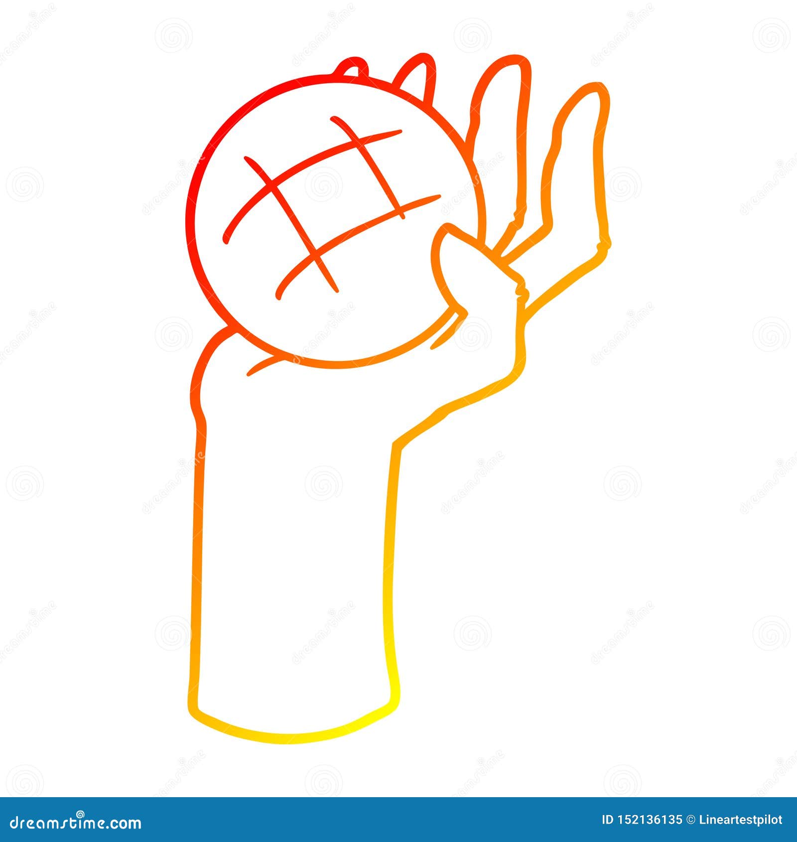A Creative Warm Gradient Line Drawing Cartoon Hand Throwing Ball Stock