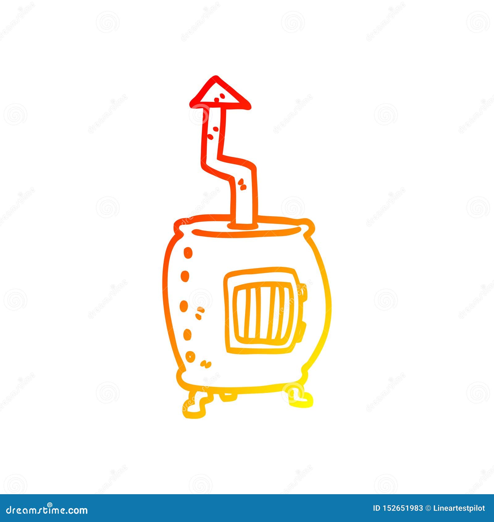 A Creative Warm Gradient Line Drawing Cartoon Old Wood Burner Stock