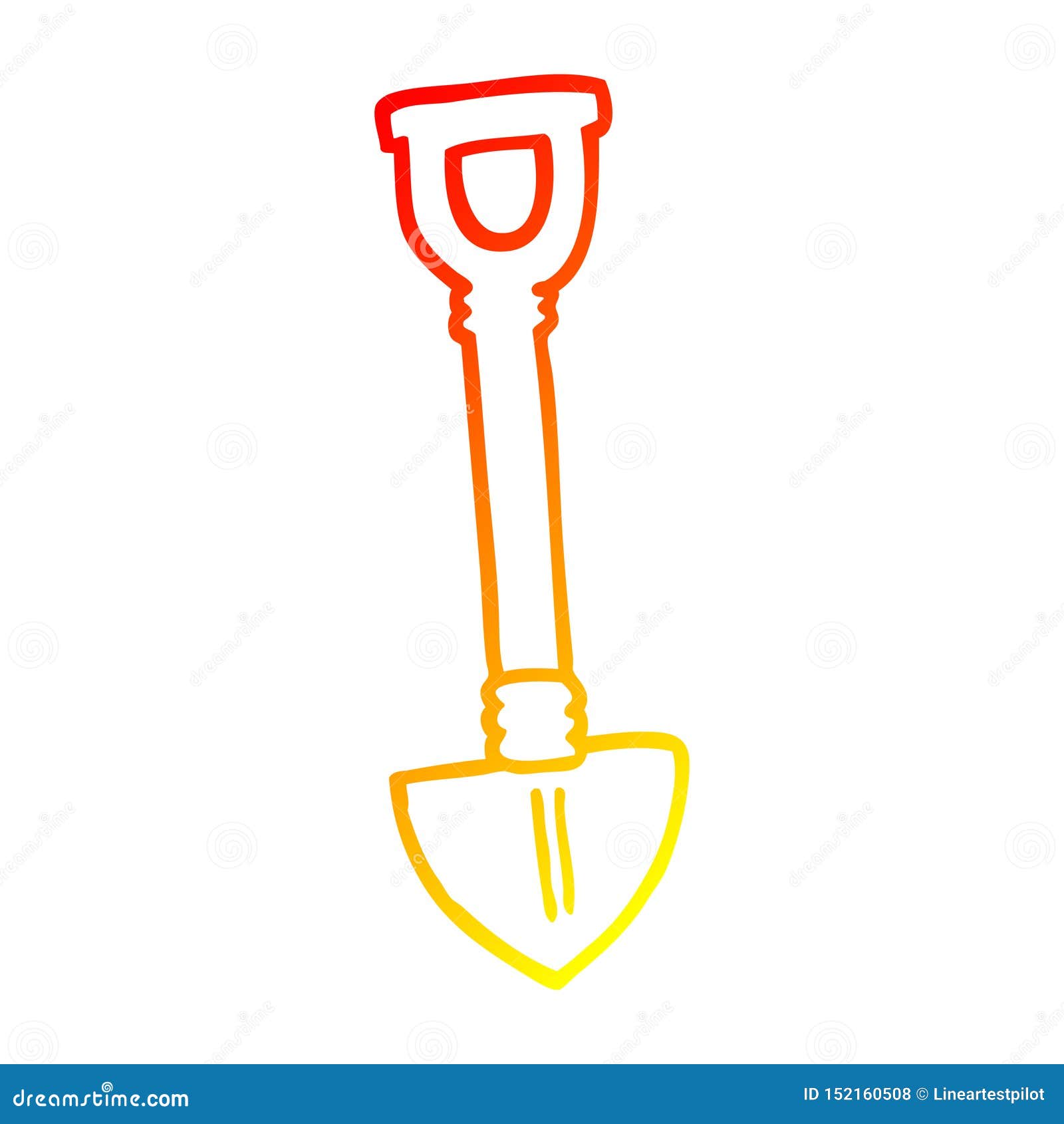 A Creative Warm Gradient Line Drawing Cartoon Spade Stock Vector