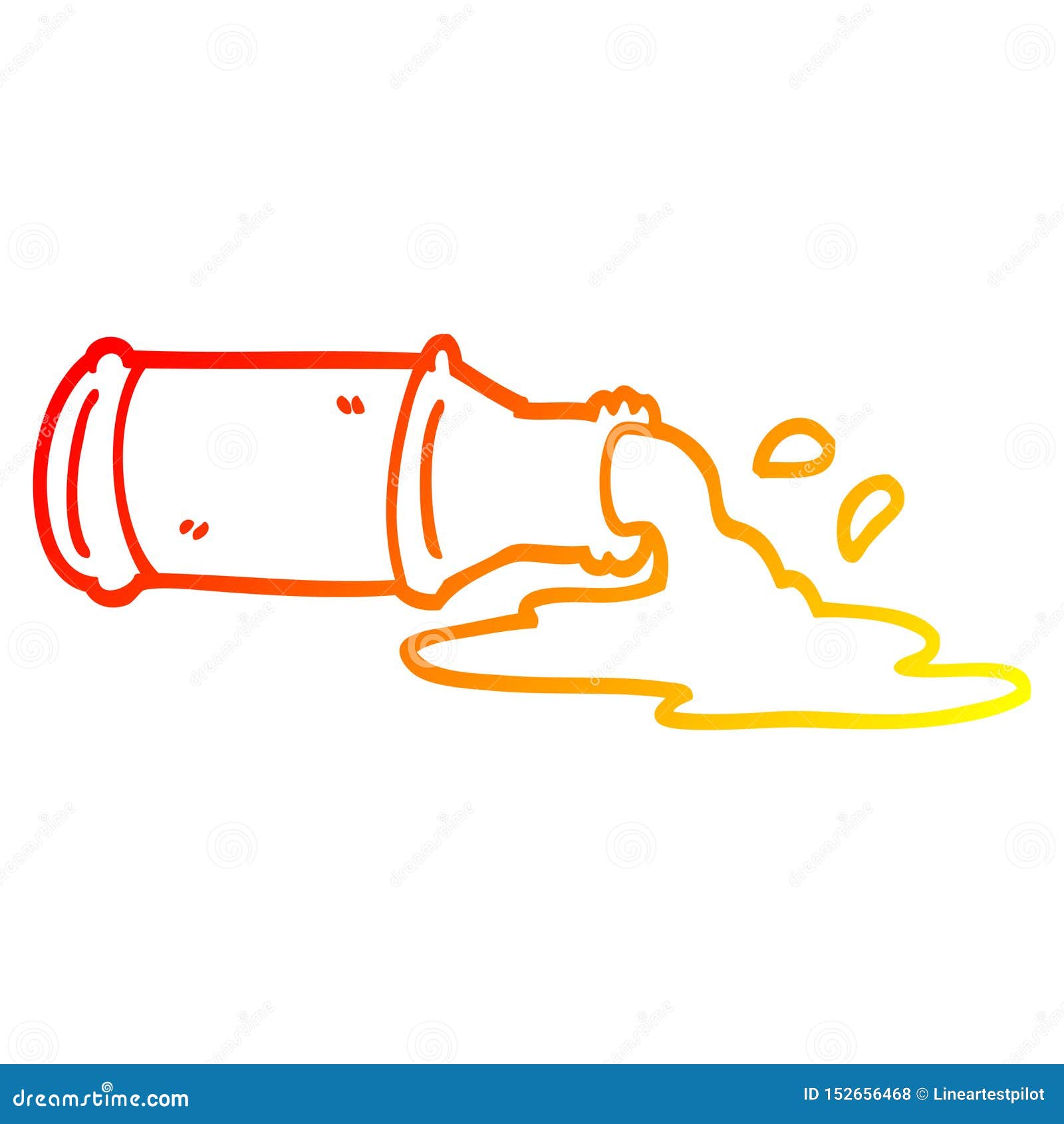 A Creative Warm Gradient Line Drawing Cartoon Spilled Beer Stock Vector