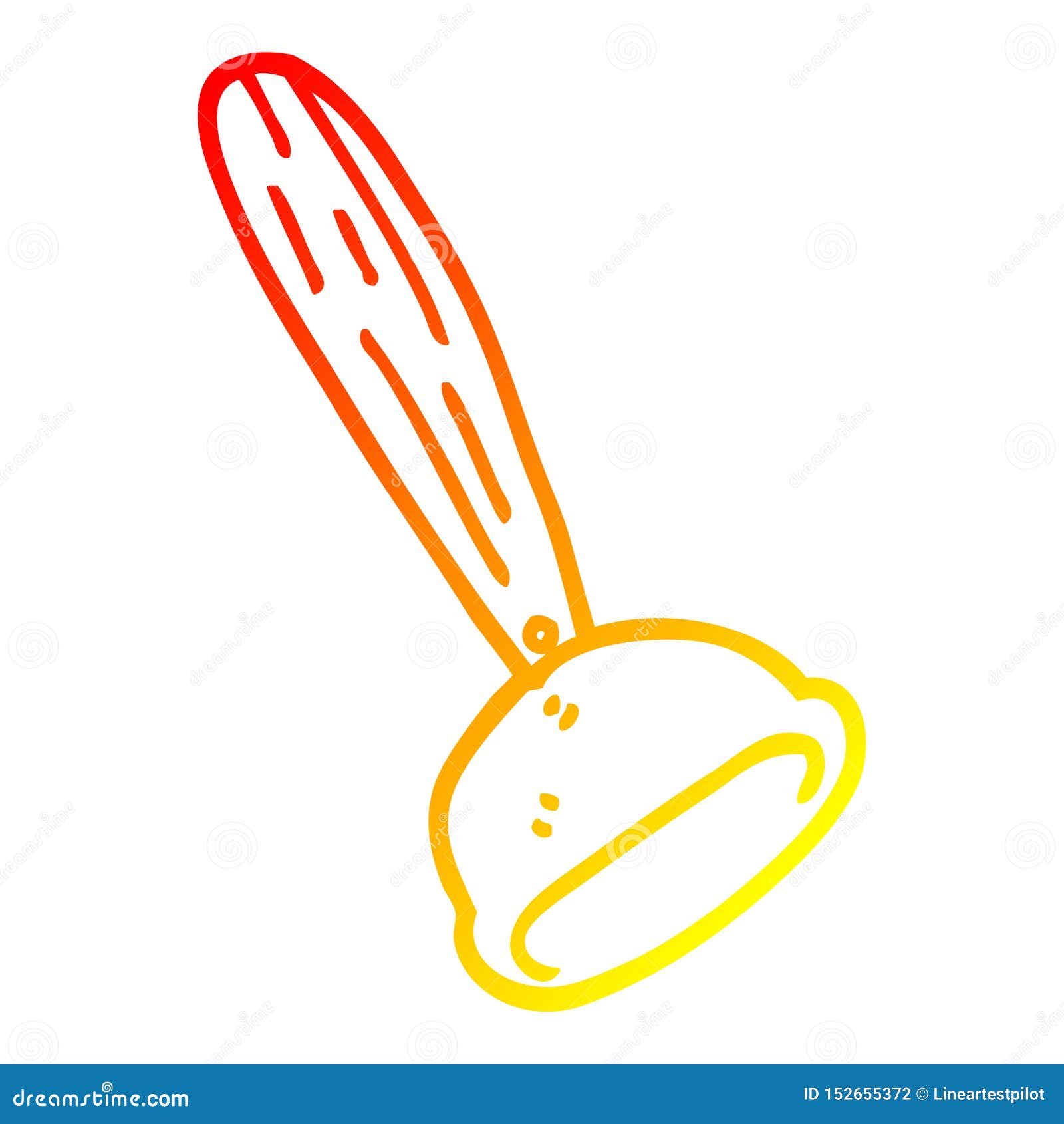 A Creative Warm Gradient Line Drawing Cartoon Toilet Plunger Stock