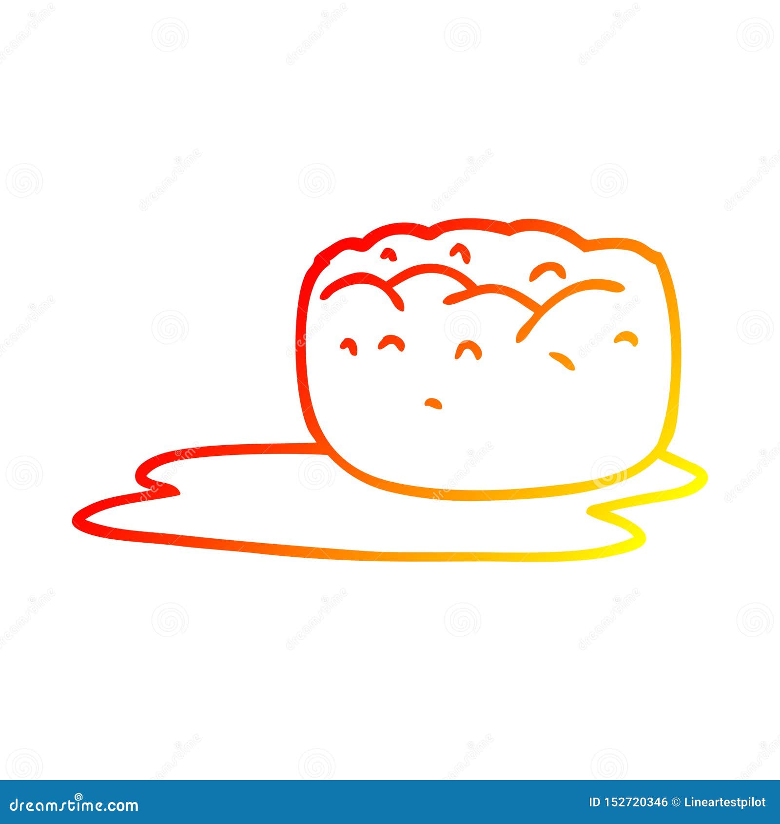 A Creative Warm Gradient Line Drawing Cartoon Yorkshire Pudding and