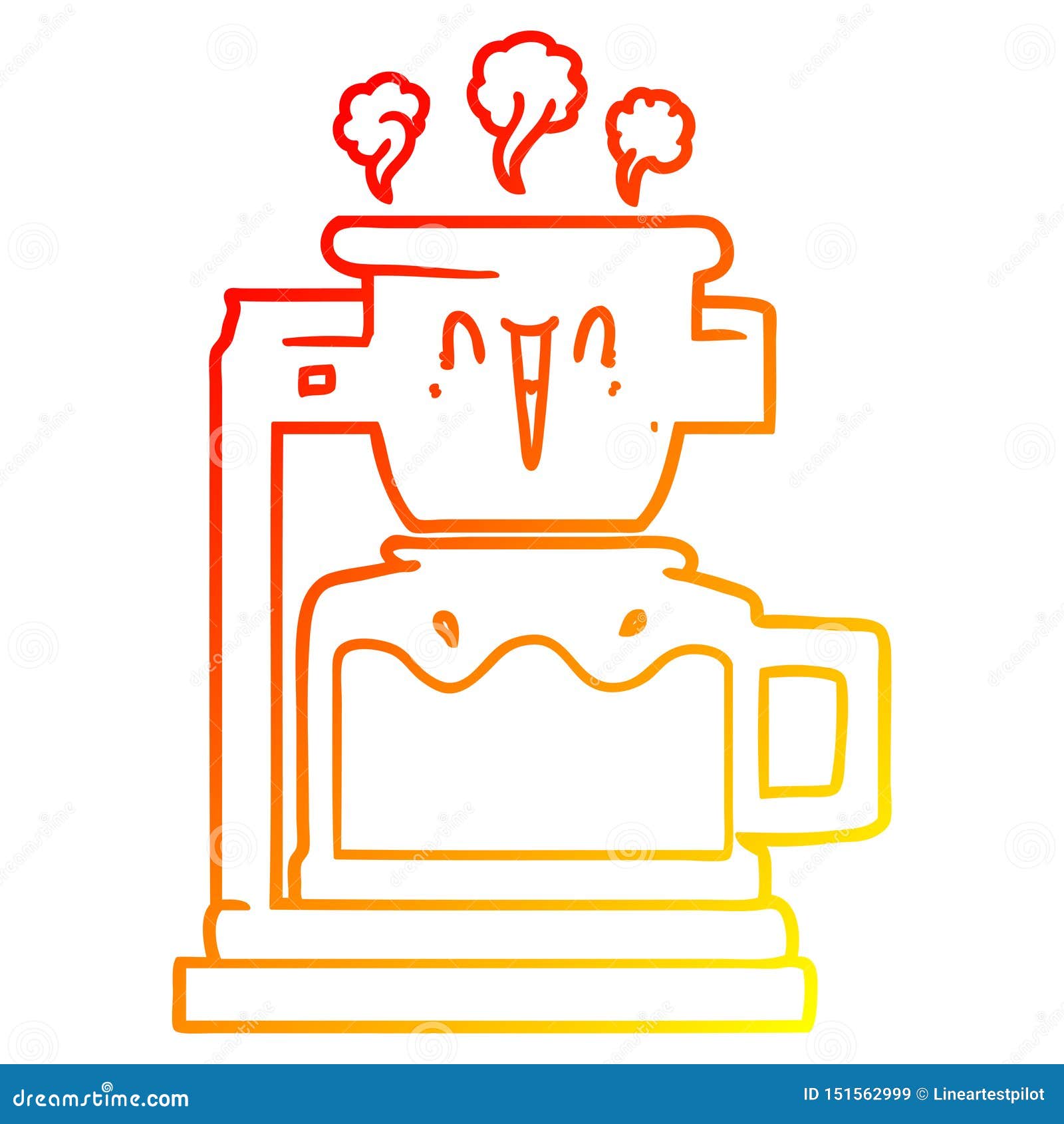 A Creative Warm Gradient Line Drawing Steaming Hot Coffee Pot Stock ...