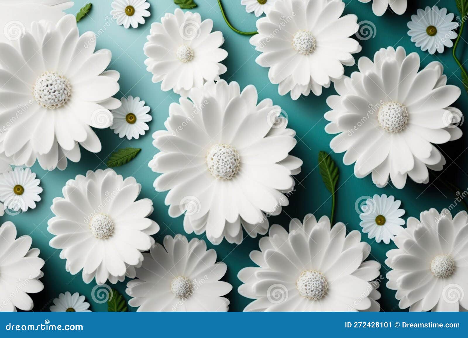 Creative White Flowers Layout Floral Pattern or Background, Created