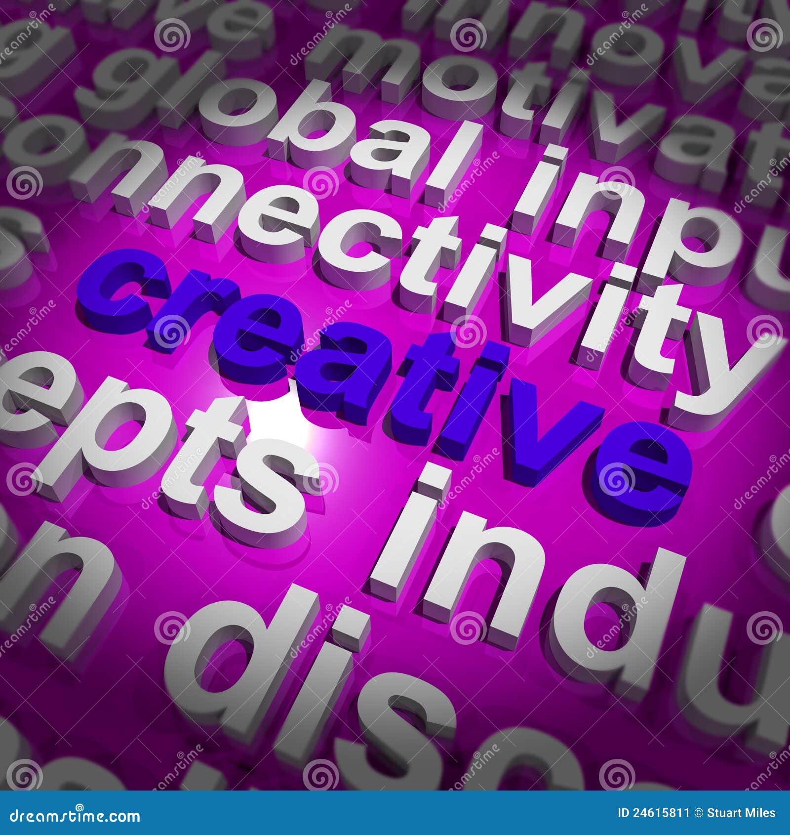 Creative Word Representing Innovative Ideas and Imagination Stock