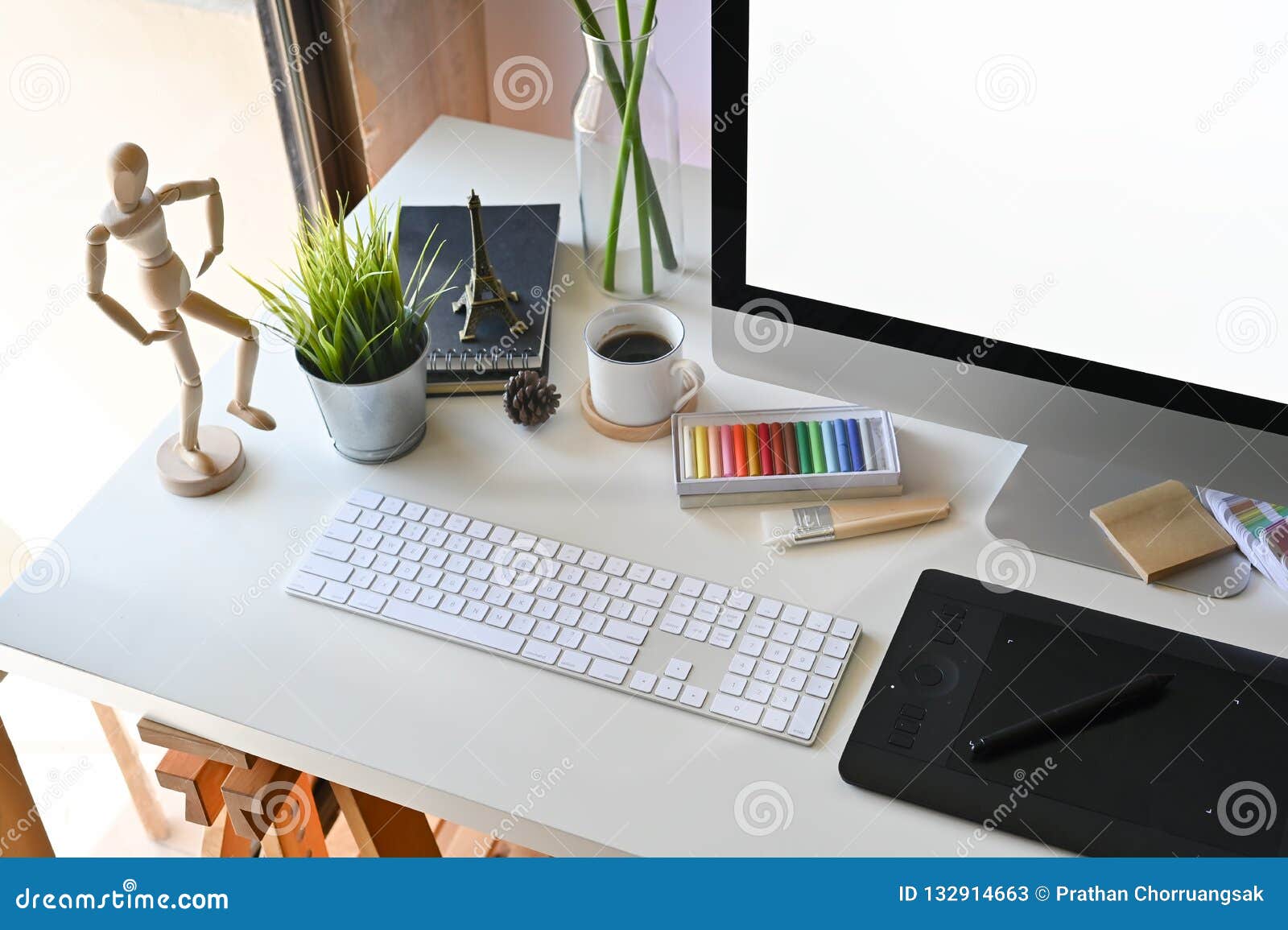 Creative Workspace with Office Desk Stock Image Image of graphic