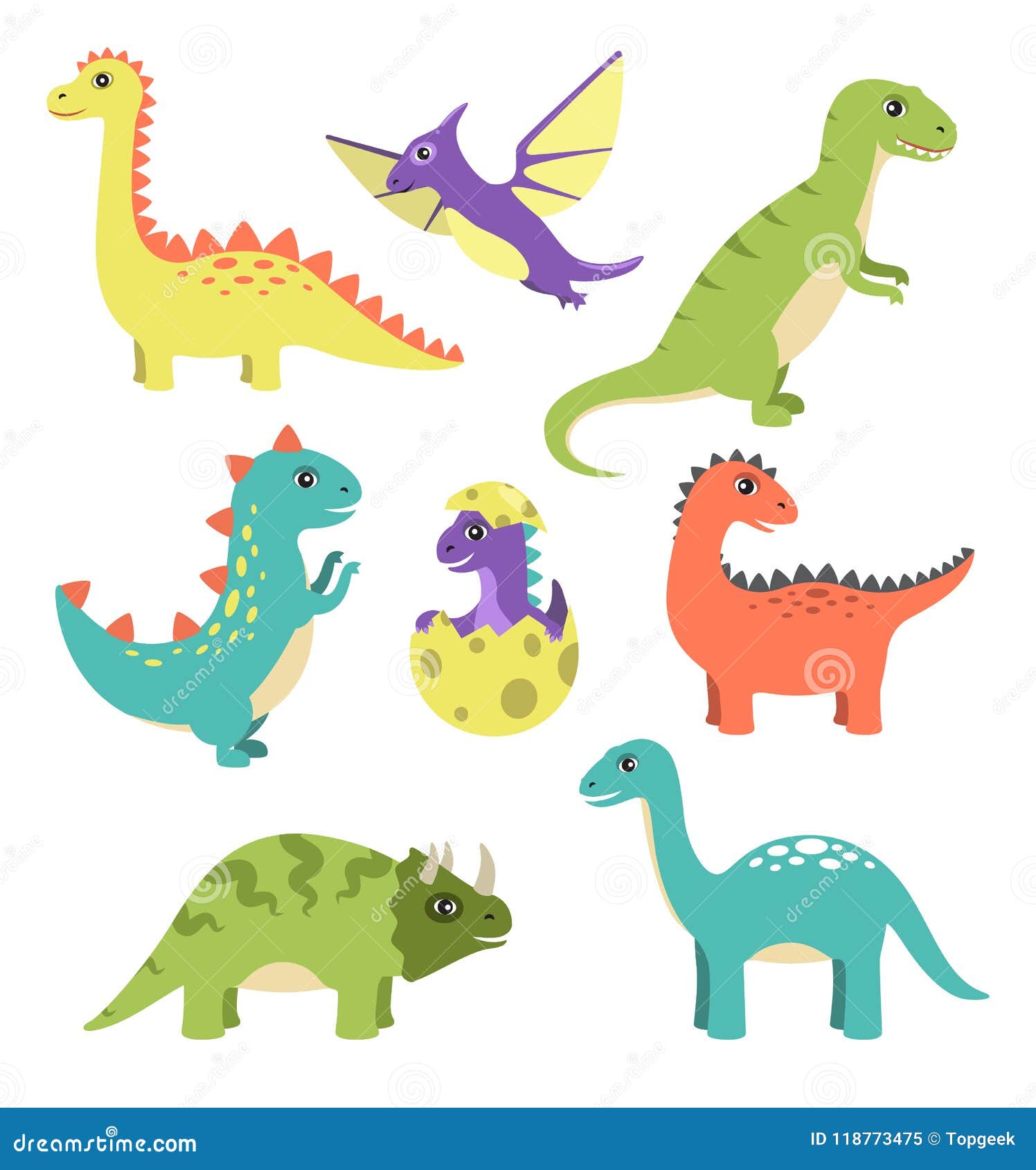 Creatures Types Of Dinosaurs Vector Illustration Stock Vector ...