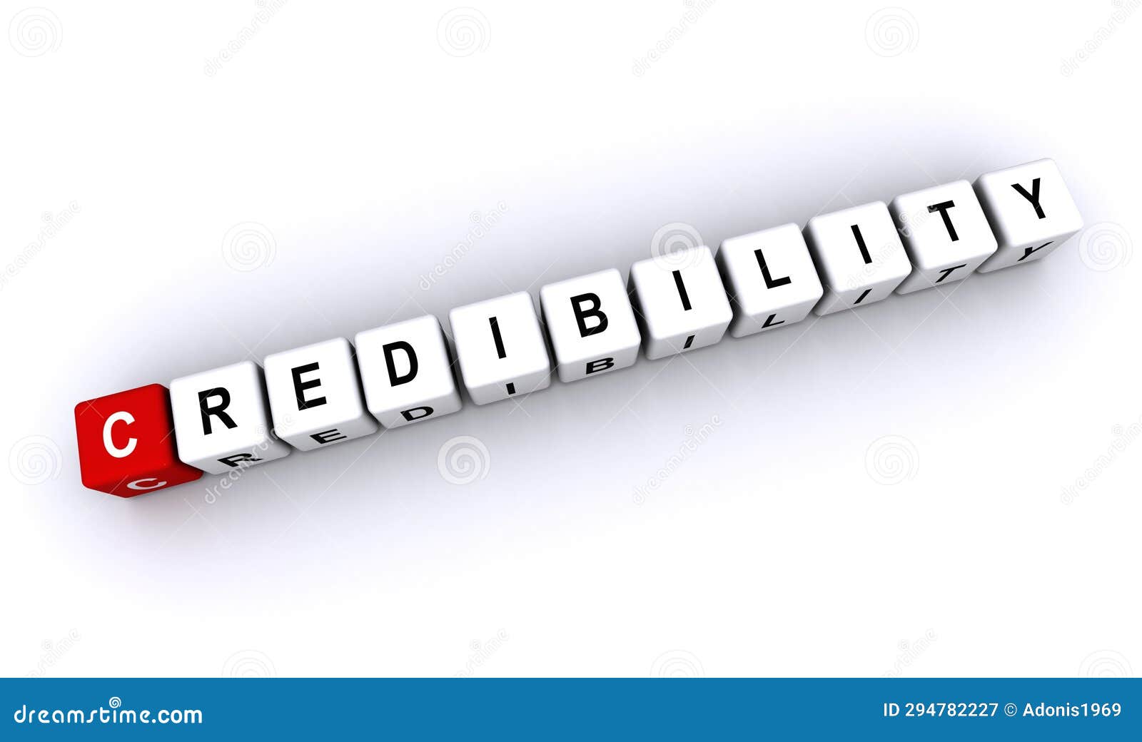 credibility word block on white