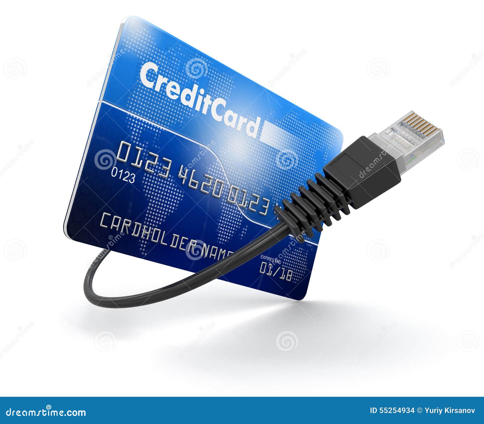 Credit Card and Computer Cable (clipping Path Included) Stock