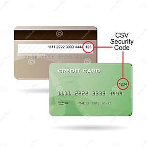 Credit Card CSV Security Code Stock Vector Illustration Of Debit 