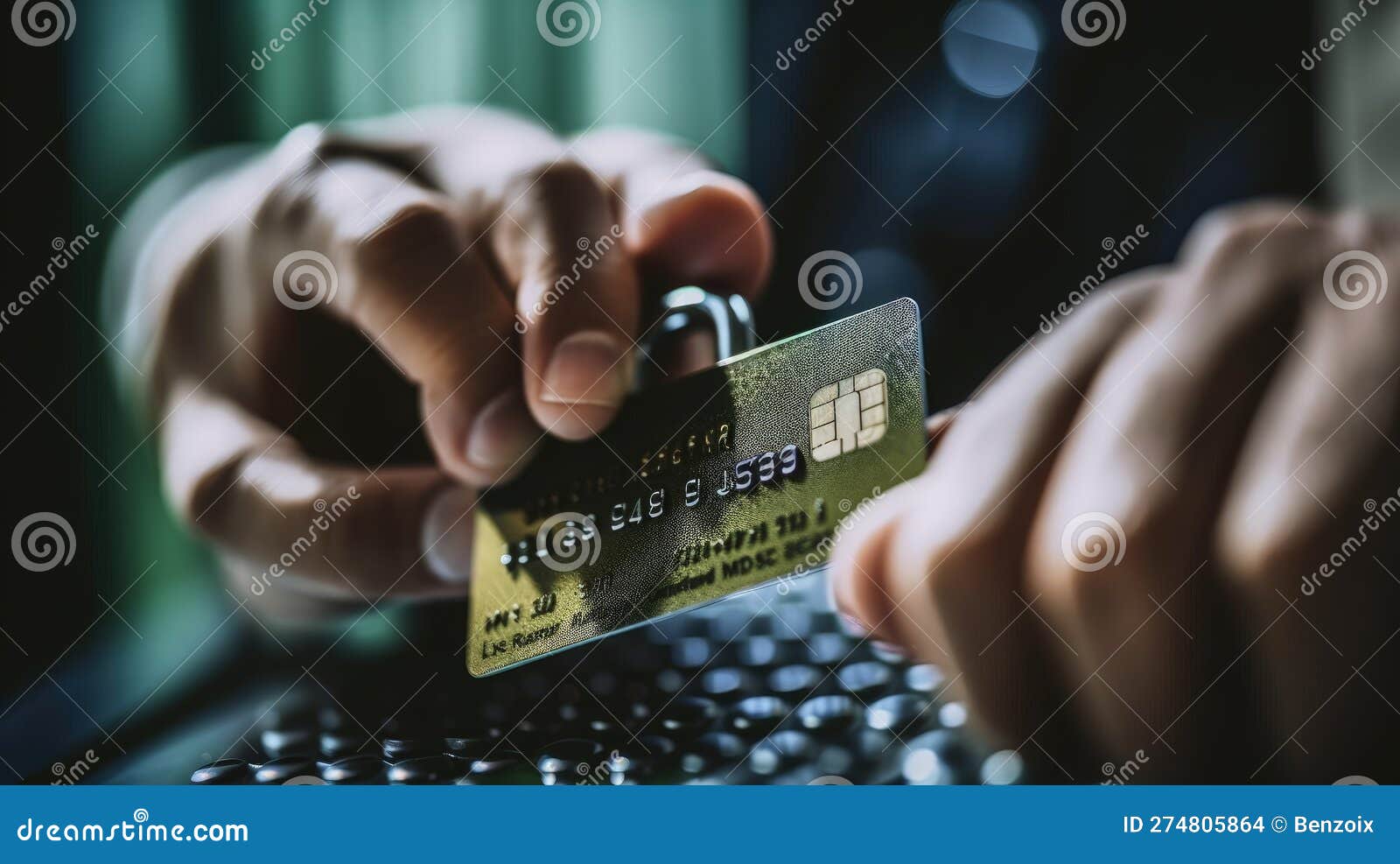 Credit Card Data Security Concept, Data Encryption on Credit Card