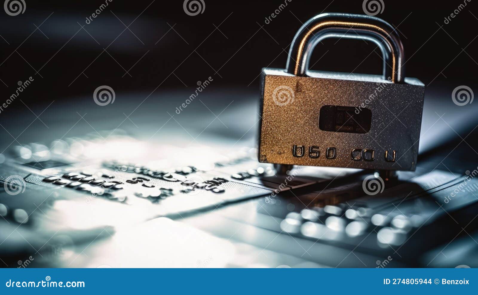 Credit Card Data Security Concept, Data Encryption on Credit Card. Generative AI. Stock