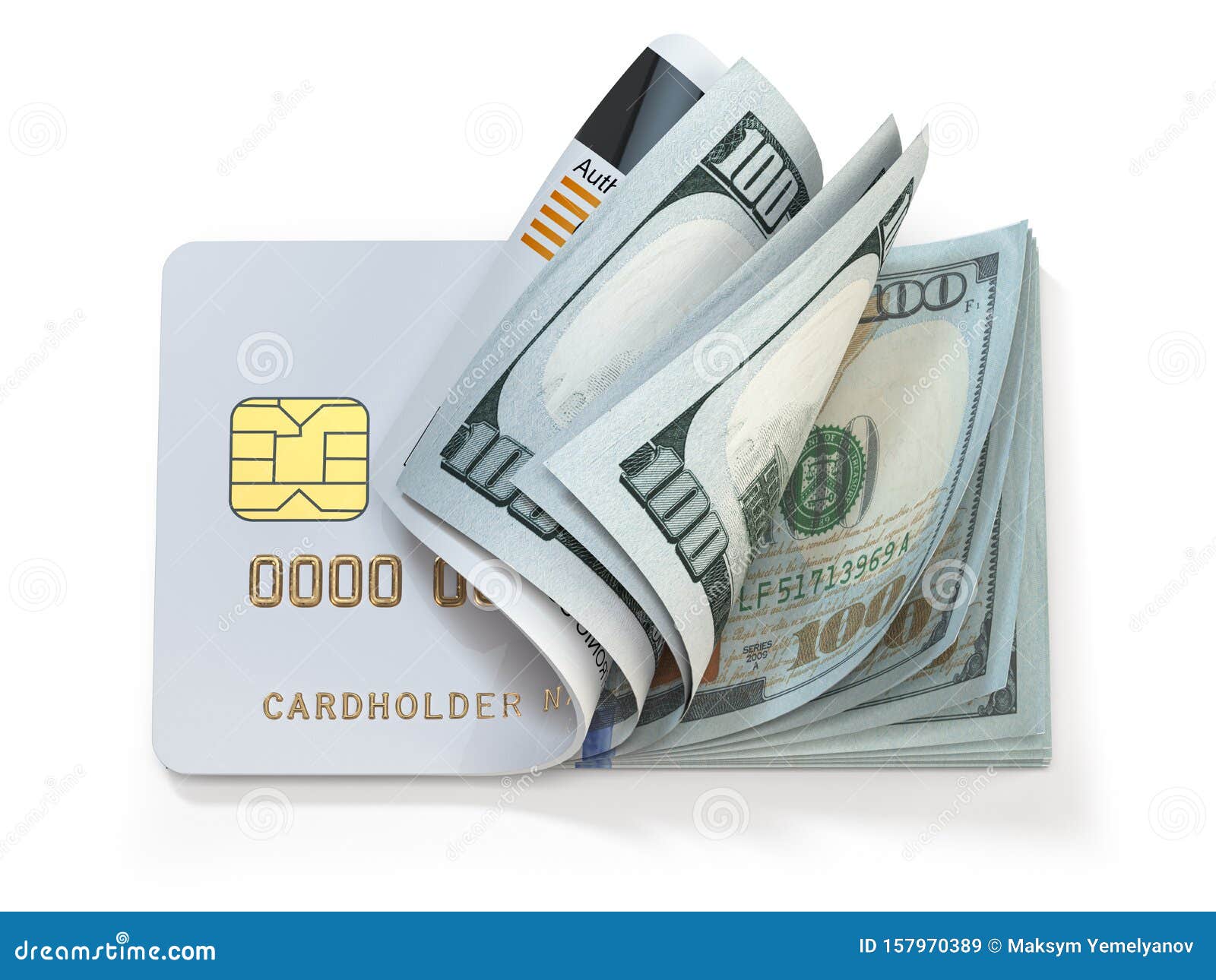 credit card and dollar in cash. banking, shopping concept. opening a wallet or bank account