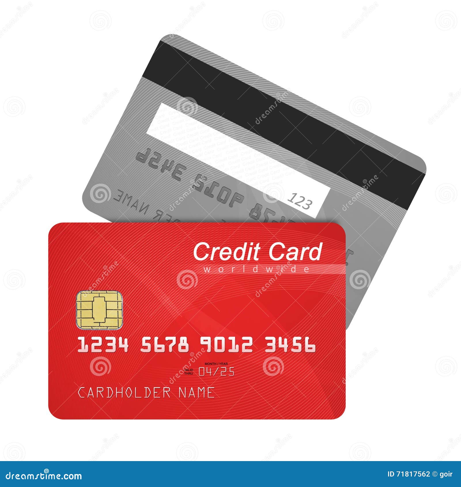 Credit card front and back stock photo. Image of isolated - 71817562