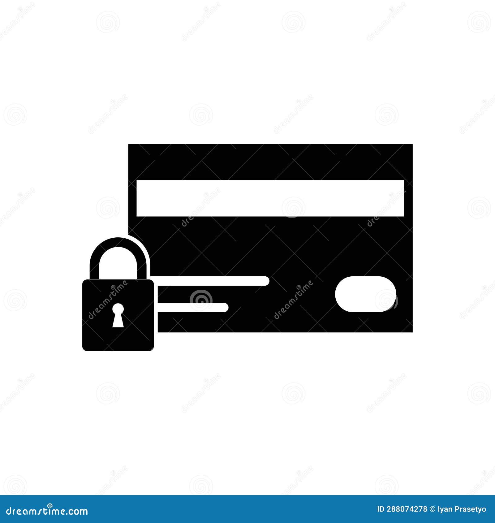 Credit Card with Lock Icon. Locked Bank Card Illustration Stock
